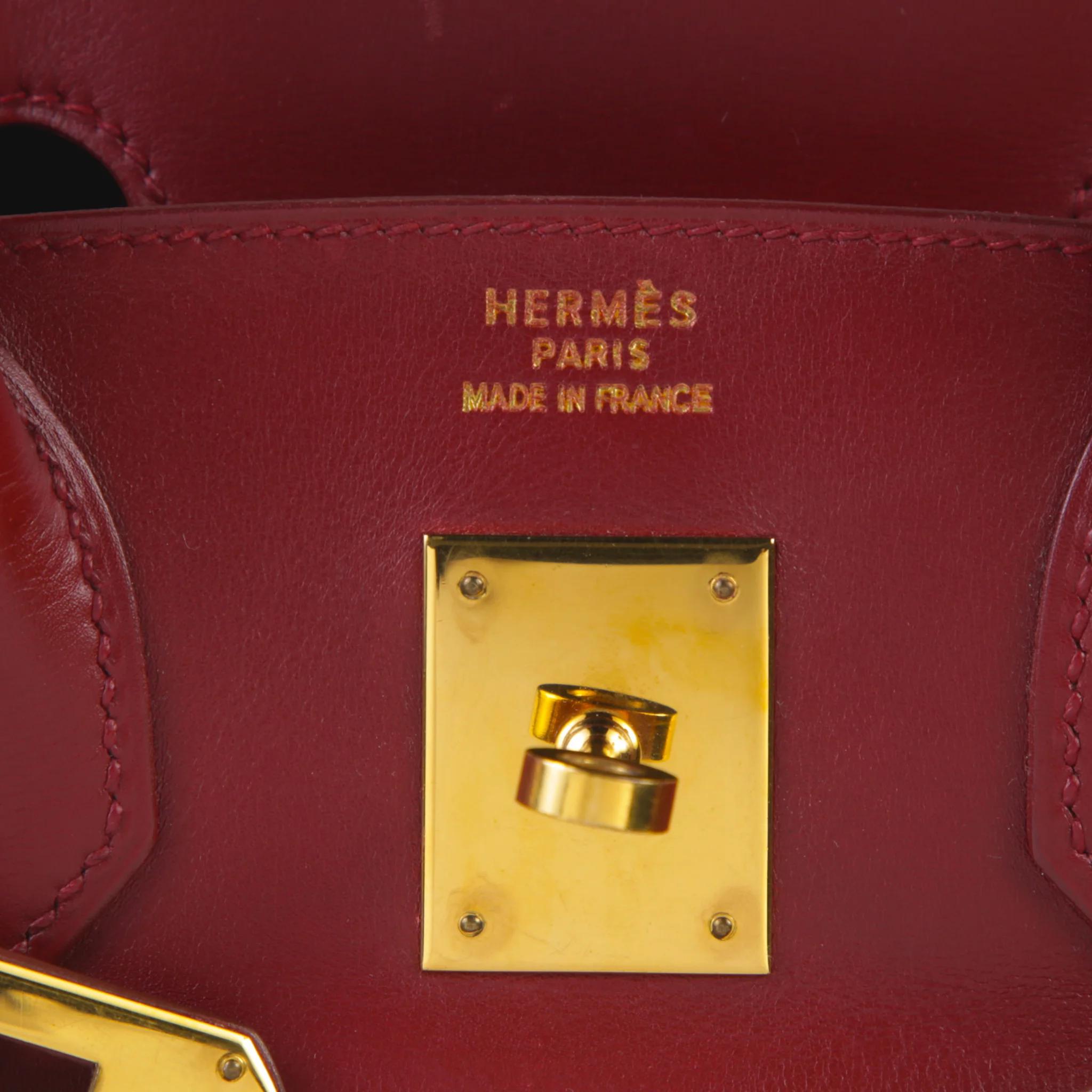Very Good ( Rank A) HERMÈS Birkin 30 Rouge H (55) Toile H canvas Box-calf Gold hardware Square C (1999) - 10