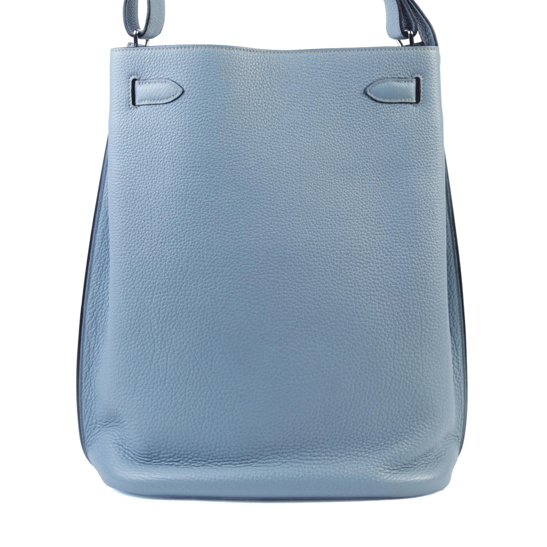 Very Good ( Rank A) HERMÈS So Kelly 26 Bleu Lin (J7) Clemence Palladium hardware Square Q (2013) - 2