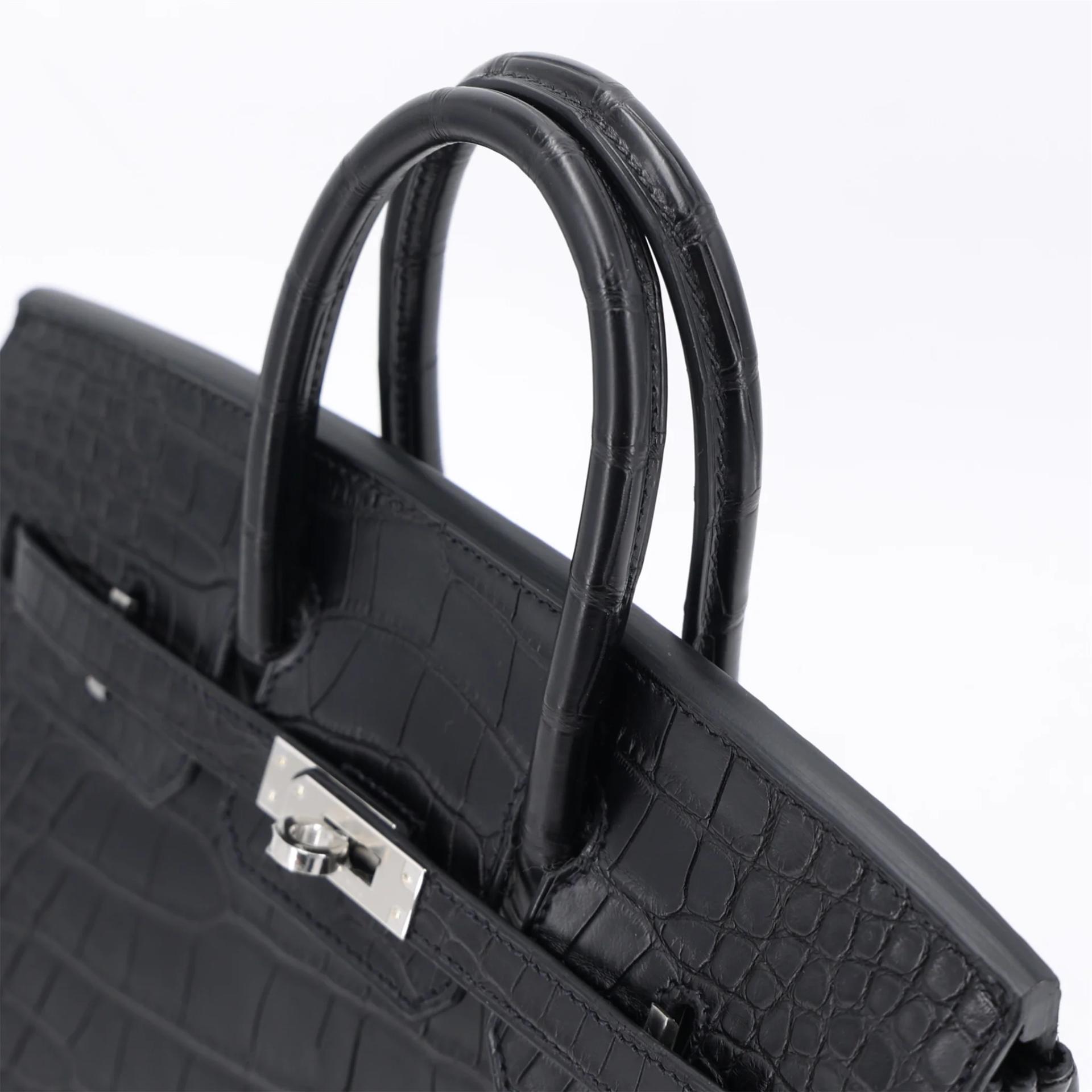 ランク N 新品 HERMÈS エルメス バーキン25 ブラック (89) クロコダイル アリゲーター マット シルバー金具 G刻印 (2026) - 3