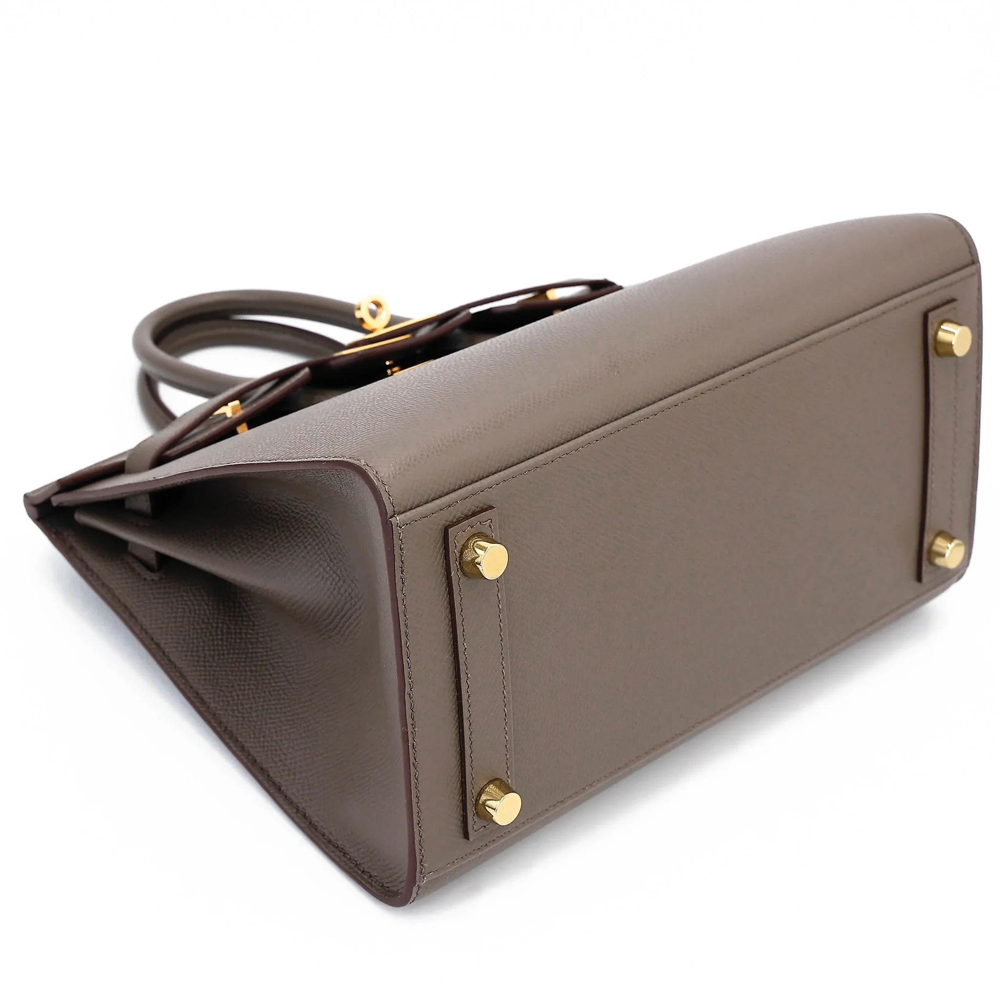 Very Good ( Rank A) HERMÈS Birkin 25 Sellier Etain (8F) Epsom Gold hardware Z (2021) - 5