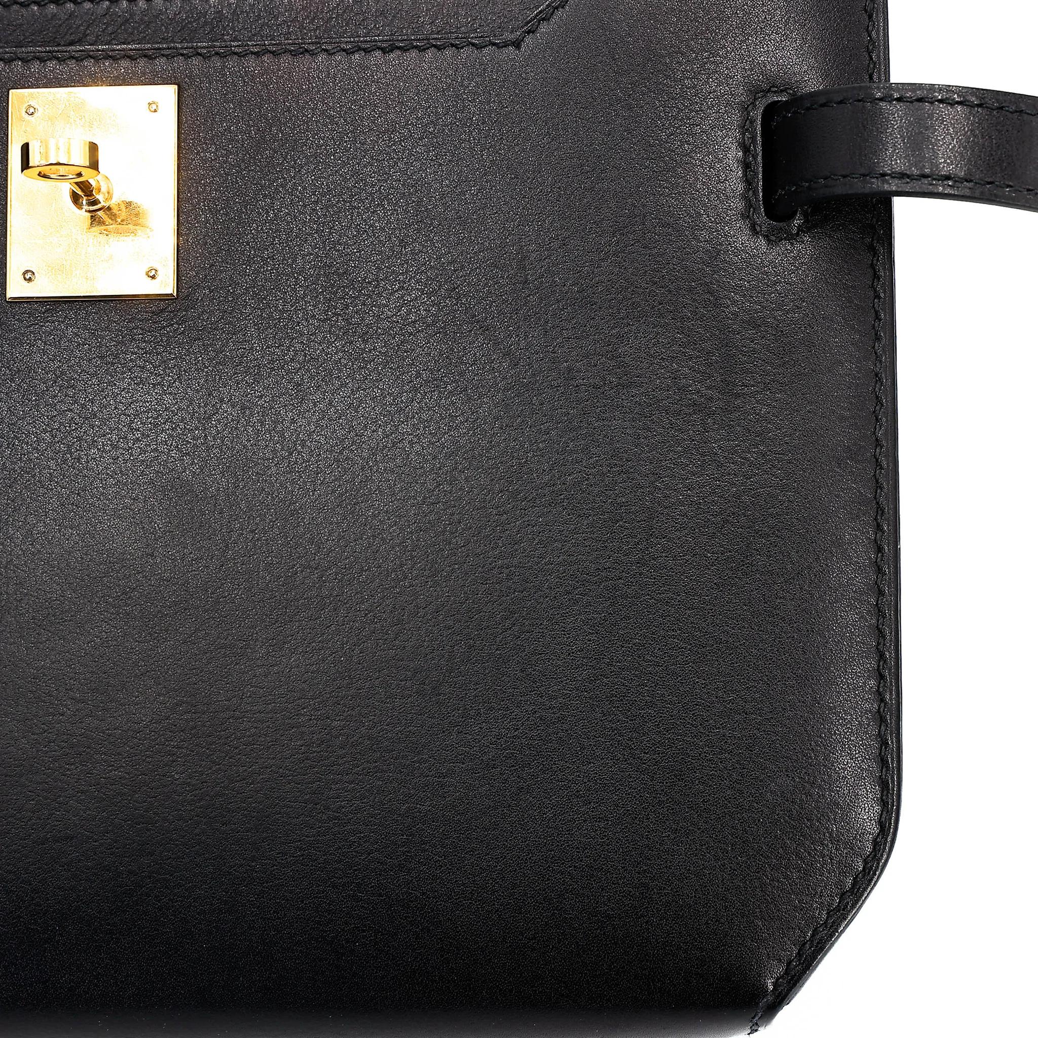 中古AB HERMÈS 愛馬仕 Kelly depeches 25 公文包 89 黑色 Noir (Black) Evergrain皮 金扣 Y刻 2020年 - 14
