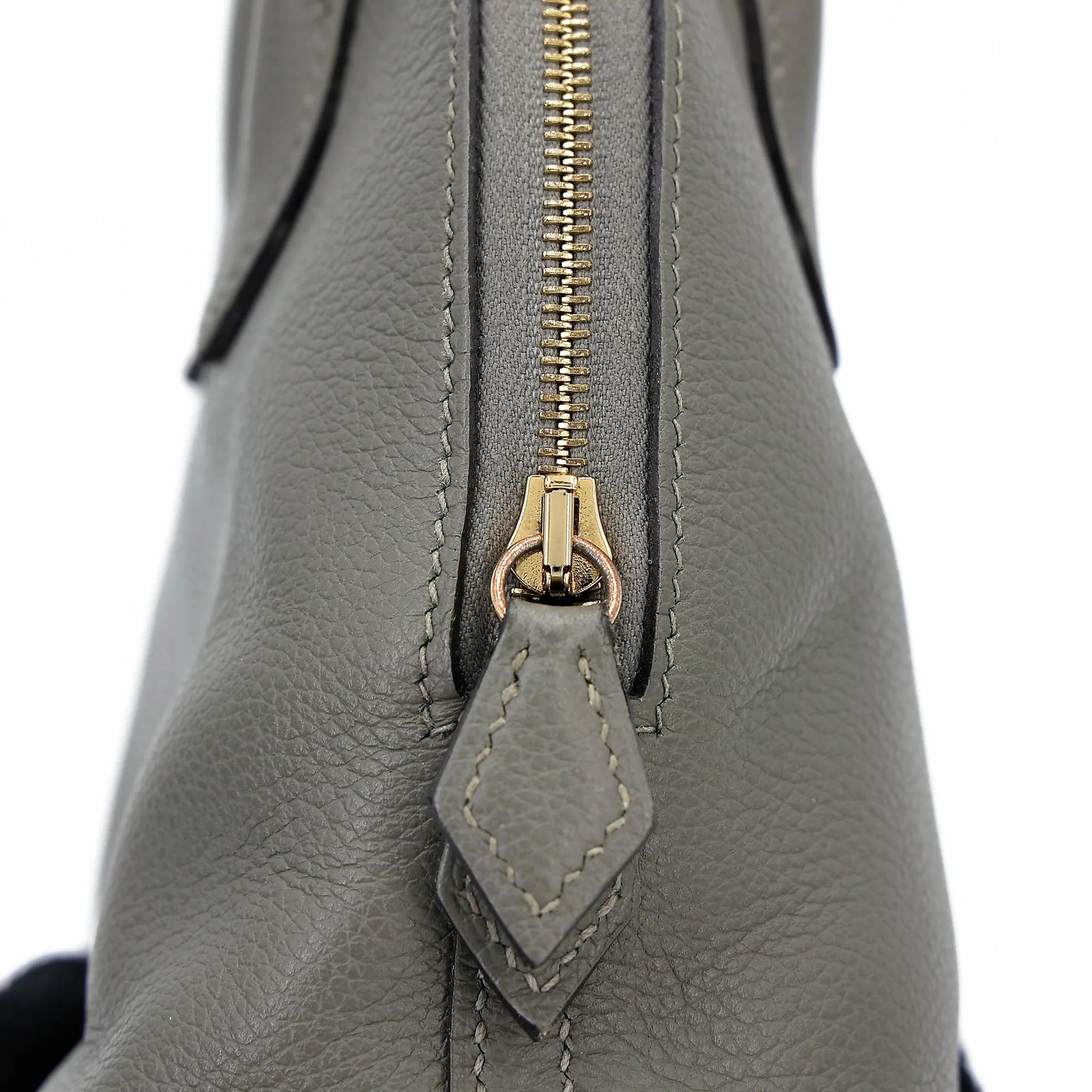 SA超美品 HERMÈS 愛馬仕 Mini Bolide 1923 0L Gris Meyer 積雨雲灰 Evercolor皮 金扣 W刻 2024年 - 26
