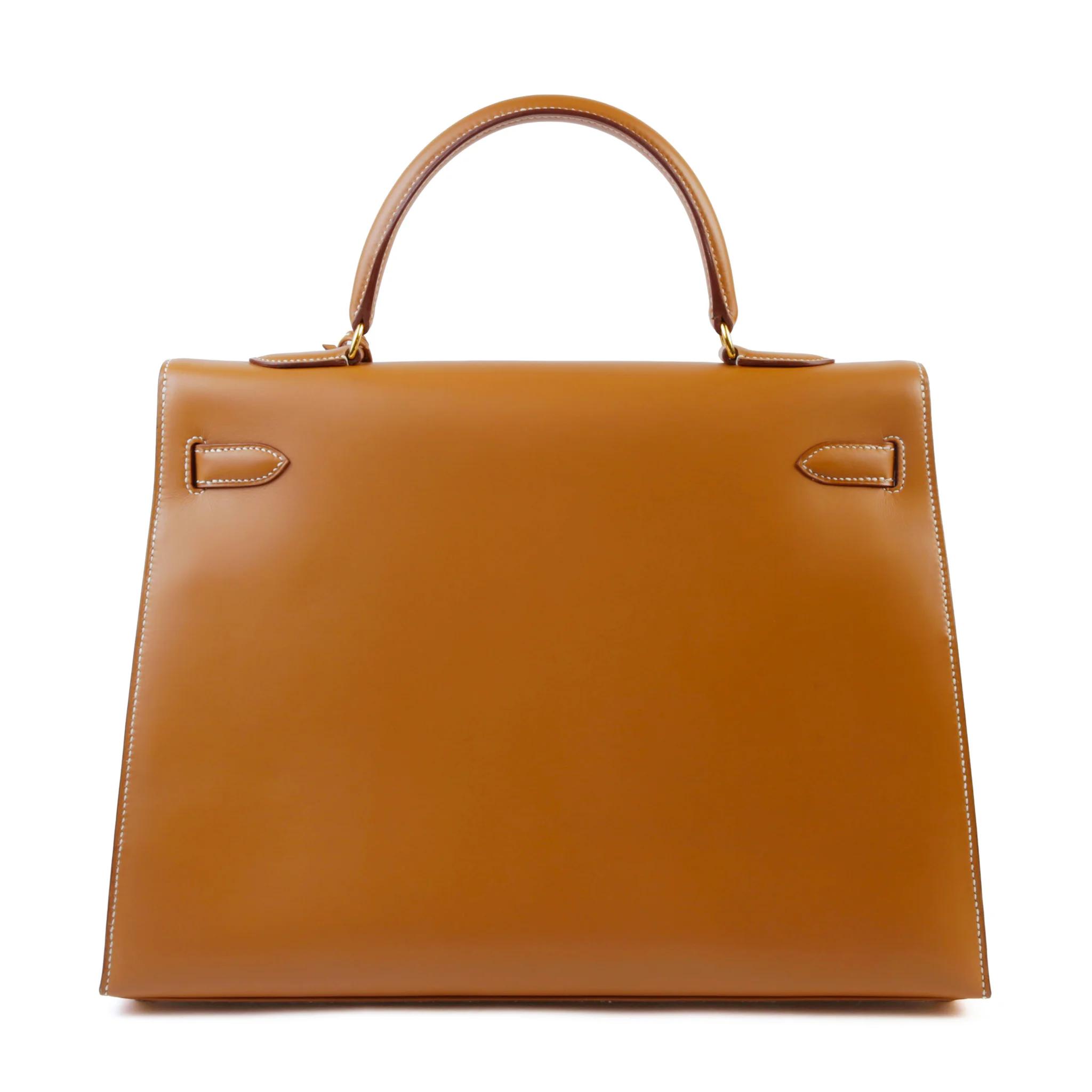 A美品 HERMÈS 愛馬仕 Kelly 35 外縫 27 奶茶色 Natural Vache皮 金扣 〇Y刻 1995年 - 2