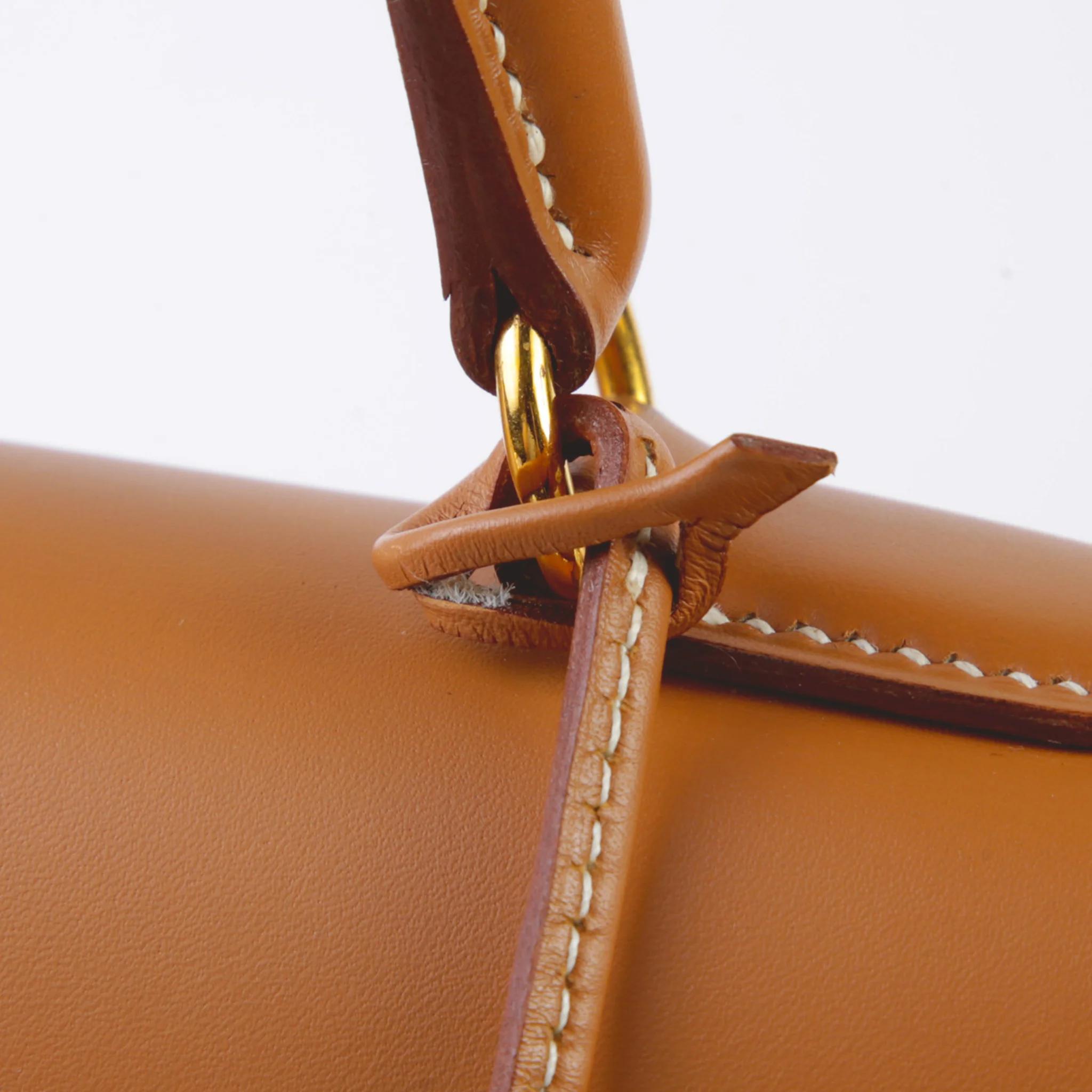 A美品 HERMÈS 愛馬仕 Kelly 35 外縫 27 奶茶色 Natural Vache皮 金扣 〇Y刻 1995年 - 4