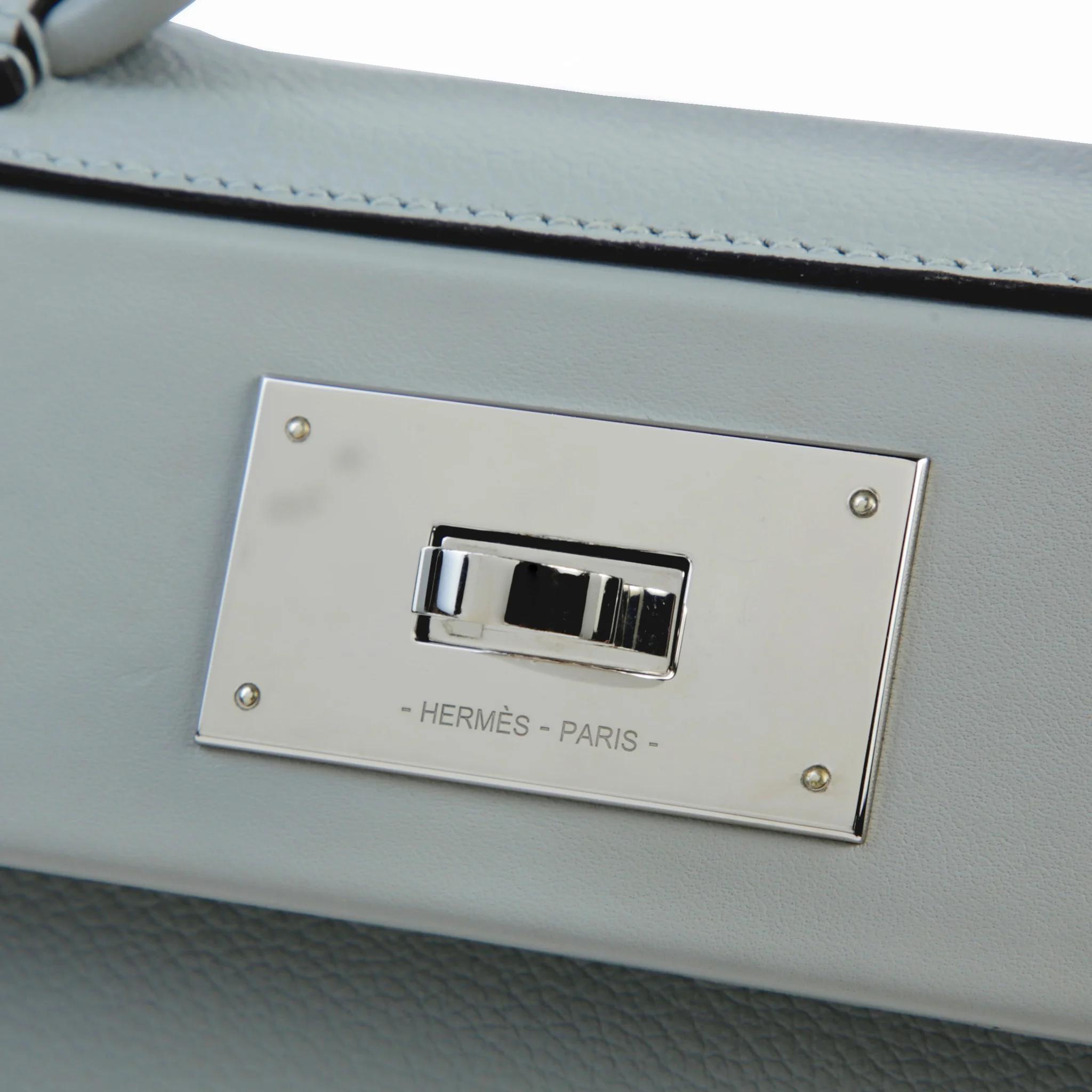 Very Good ( Rank A) HERMÈS 24/24 - 21 mini Bleu Glacier (8U) Evercolor Swift Palladium hardware W (2024) - 8