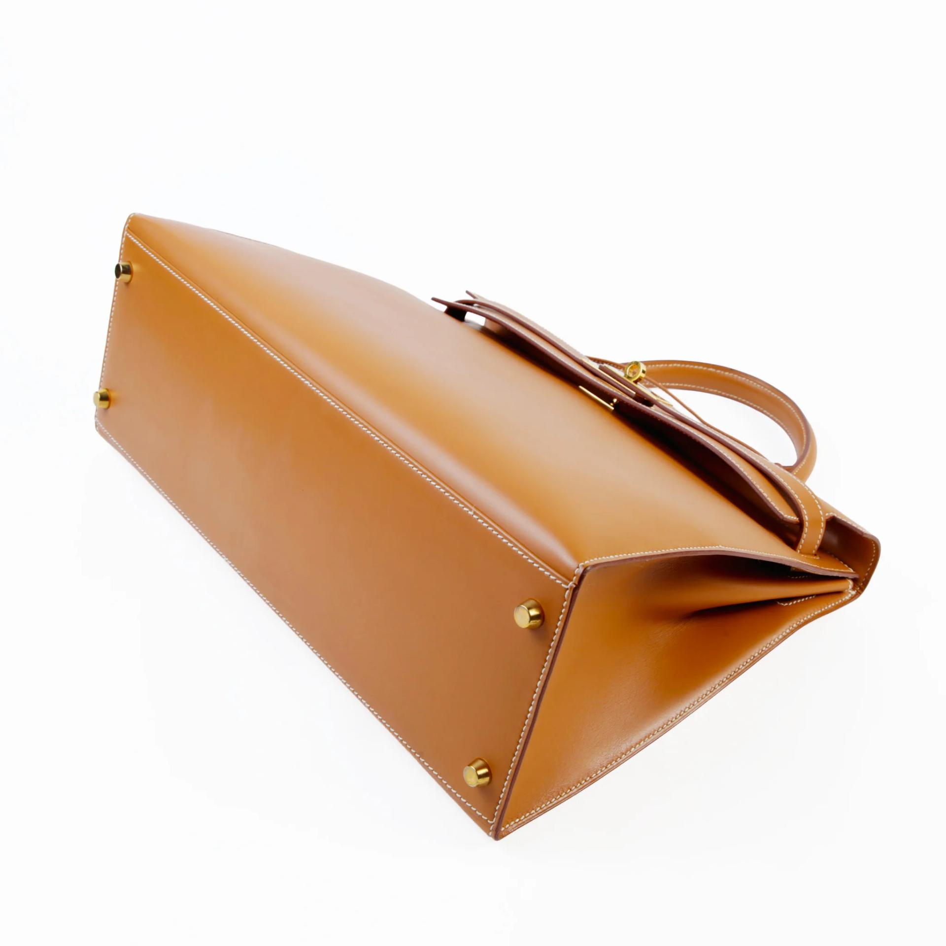 A美品 HERMÈS 爱马仕 Kelly 35 外缝 27 奶茶色 Natural Vache皮 金扣 〇Y刻 1995年 - 5