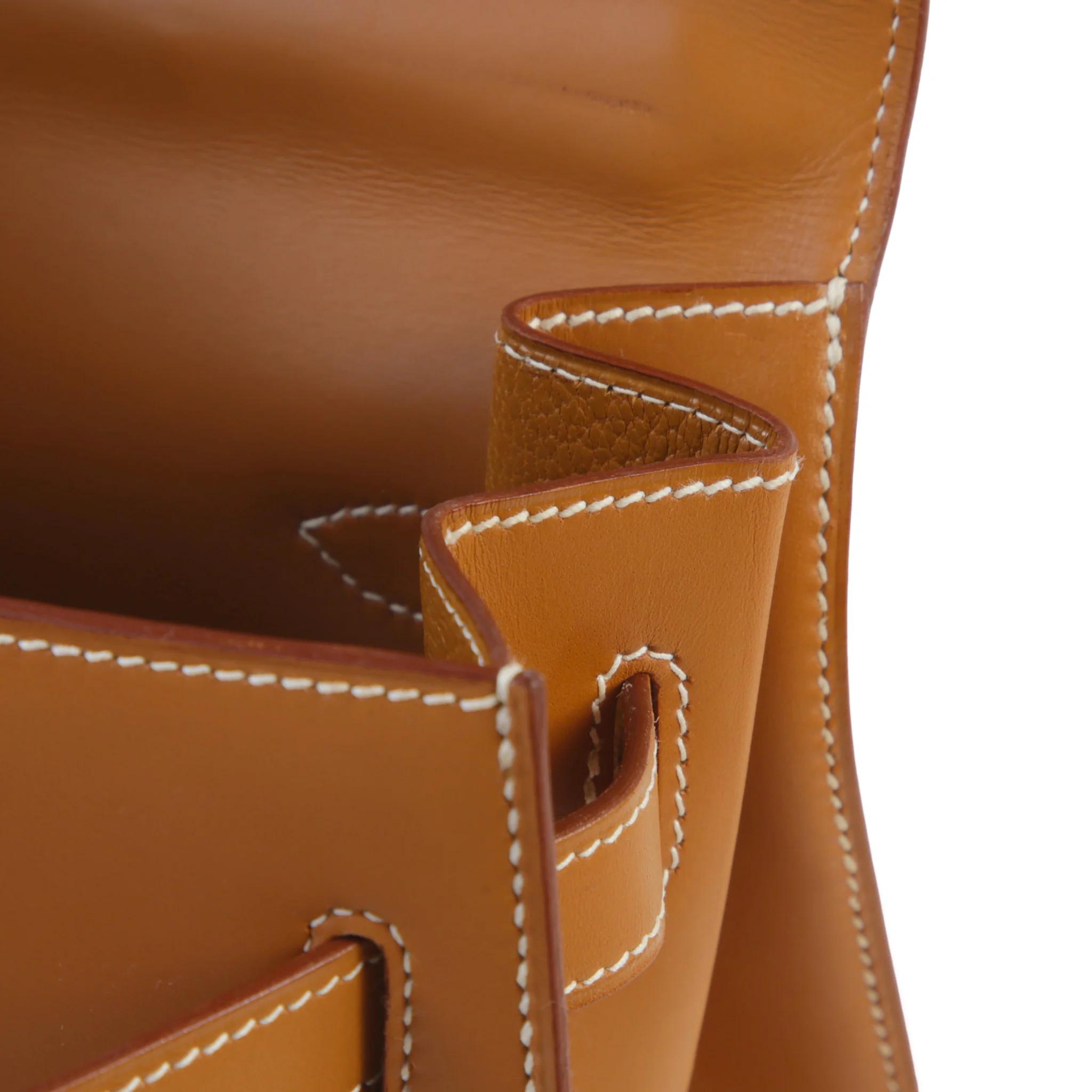 A美品 HERMÈS 愛馬仕 Kelly 35 外縫 27 奶茶色 Natural Vache皮 金扣 〇Y刻 1995年 - 12