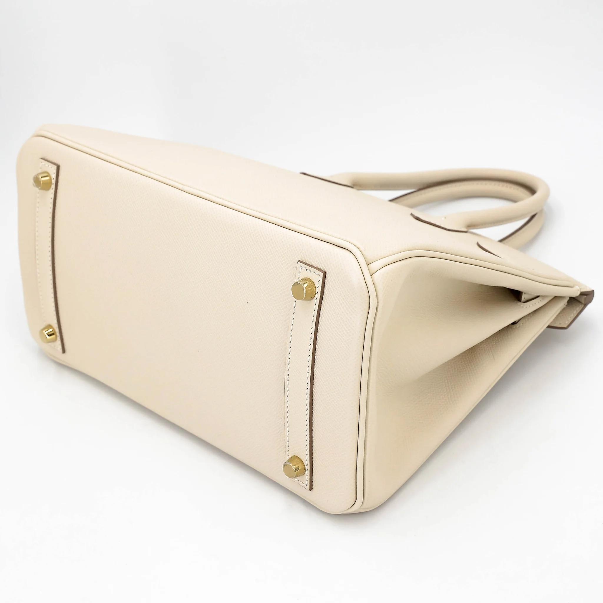 Excellent ( Rank SA ) HERMÈS Birkin 30 Craie (10) Epsom Gold hardware U (2022) - 6