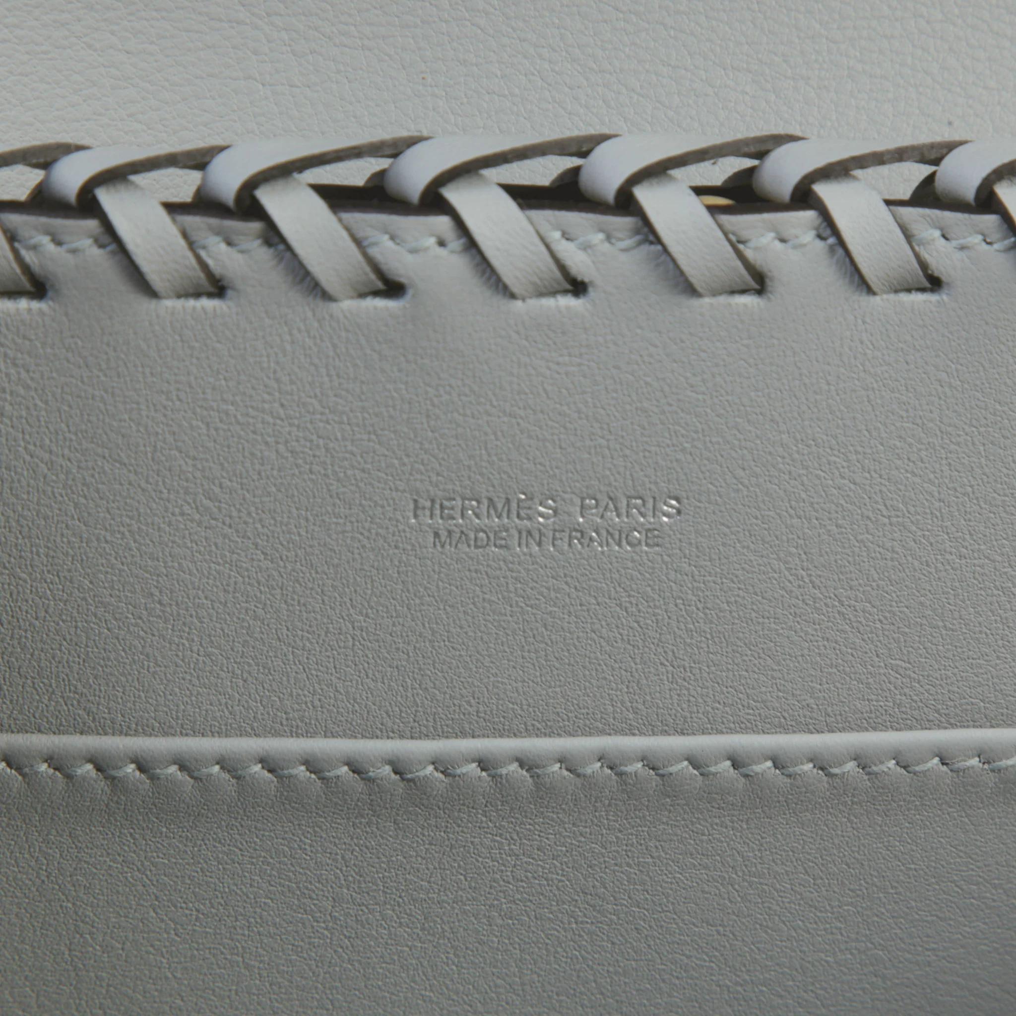 Brand New ( Rank N ) HERMÈS Limited Edition Kelly Picnic Mini Bleu Glacier (8U) Swift Osier Wicker Palladium hardware K (2025) - 10