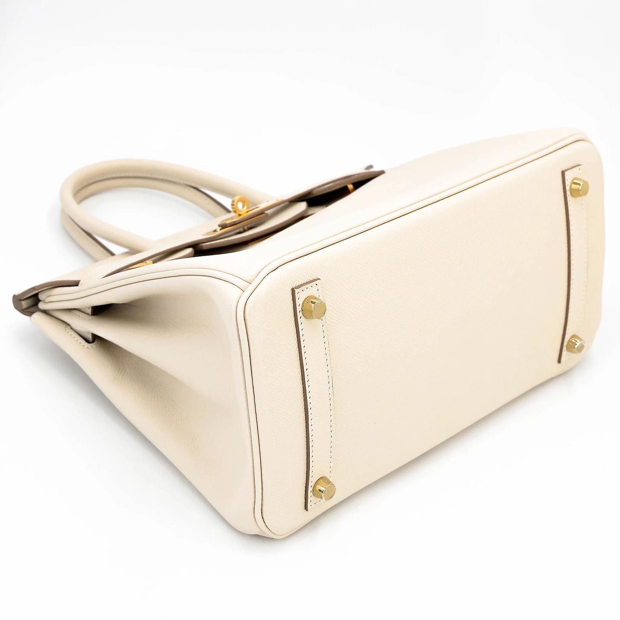 Excellent ( Rank SA ) HERMÈS Birkin 30 Craie (10) Epsom Gold hardware U (2022) - 5