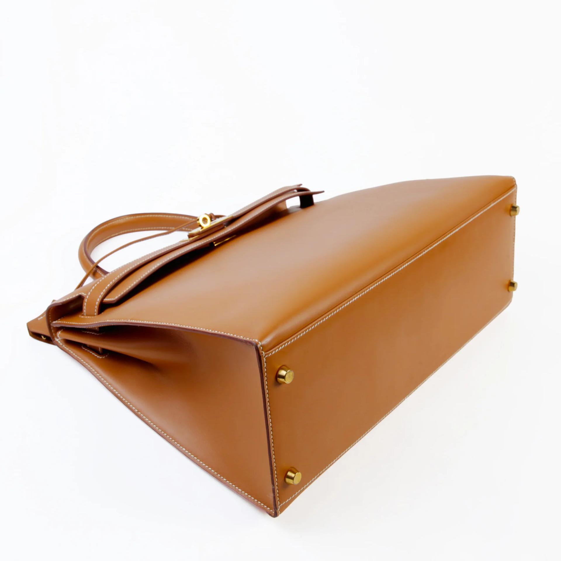 A美品 HERMÈS 爱马仕 Kelly 35 外缝 27 奶茶色 Natural Vache皮 金扣 〇Y刻 1995年 - 4