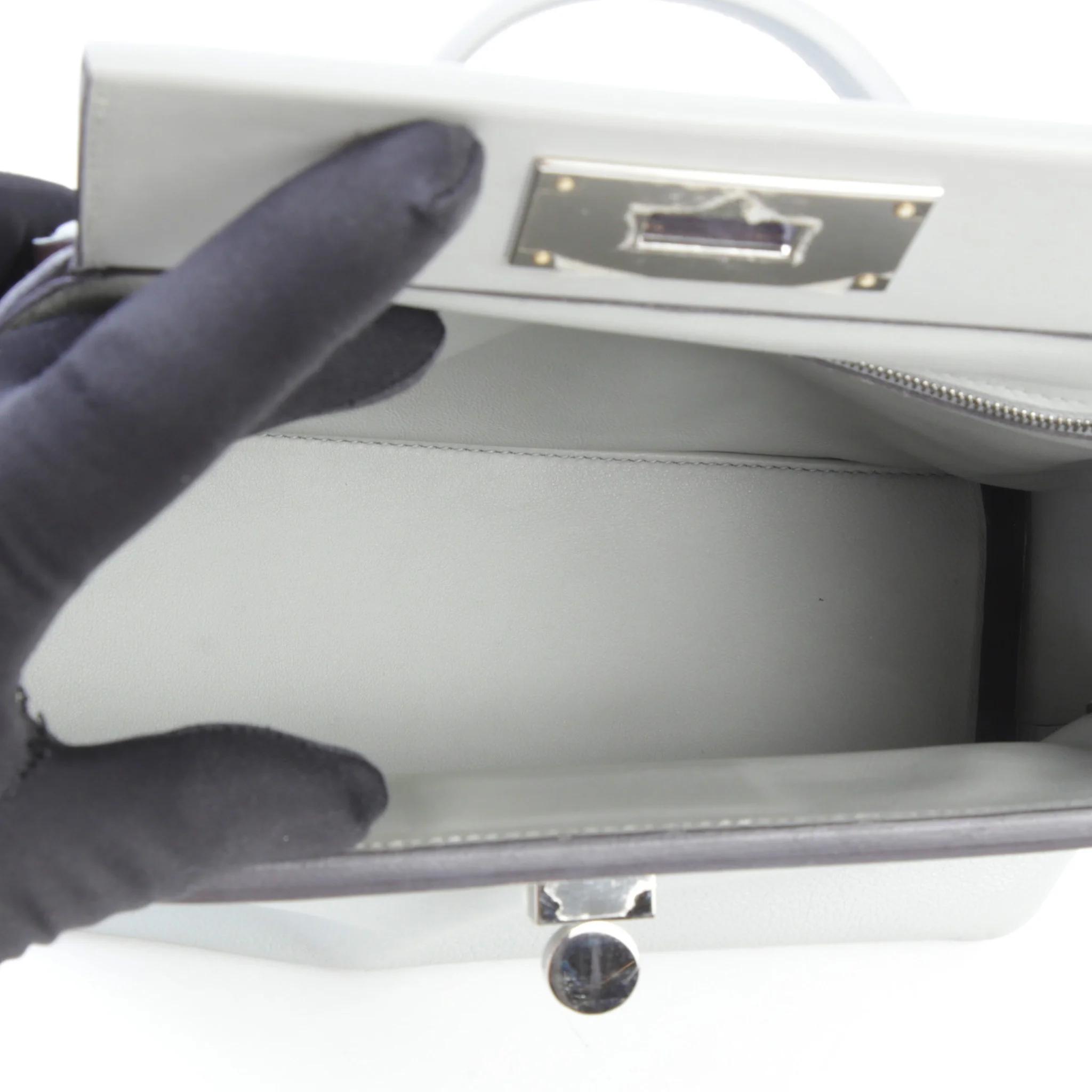 Very Good ( Rank A) HERMÈS 24/24 - 21 mini Bleu Glacier (8U) Evercolor Swift Palladium hardware W (2024) - 11