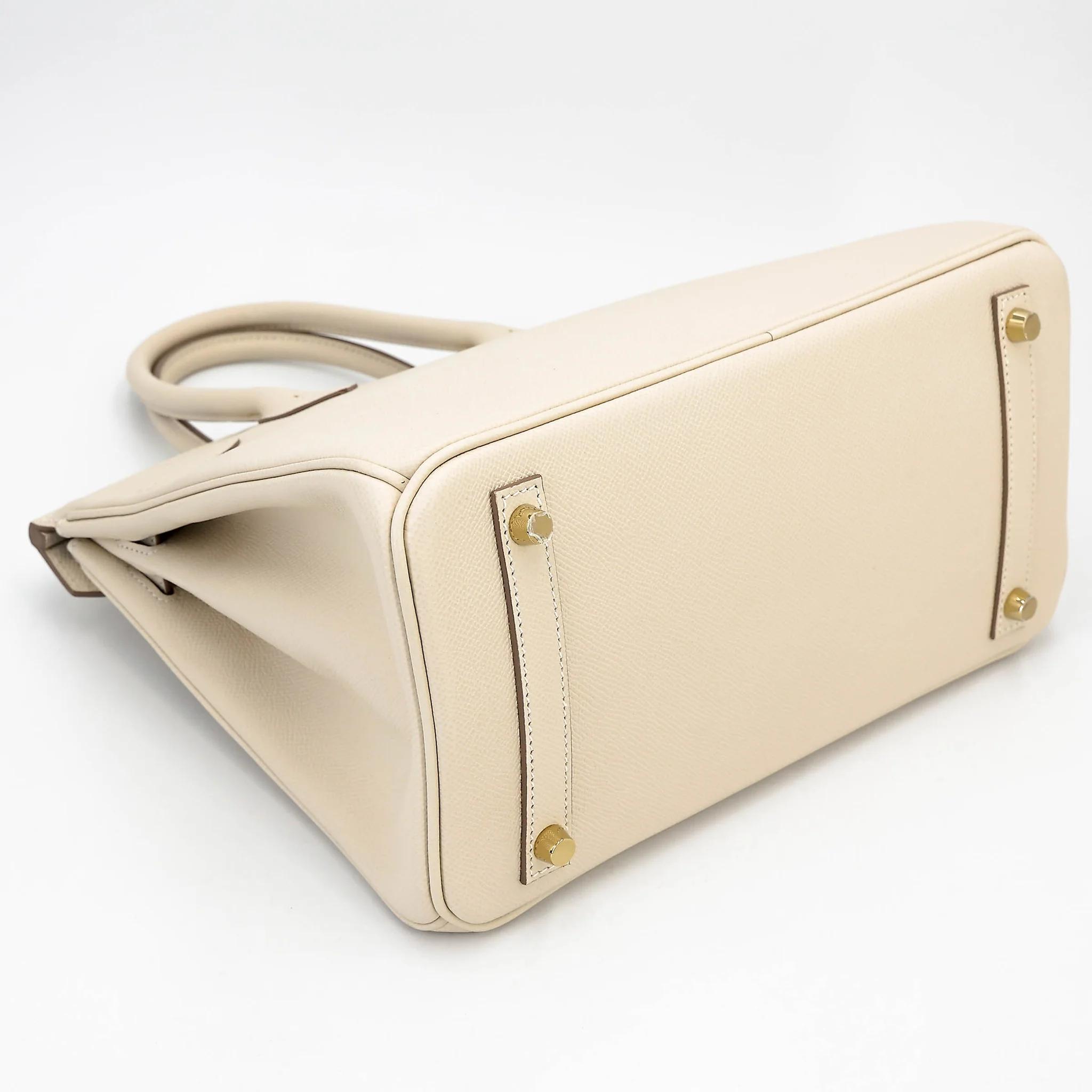 Excellent ( Rank SA ) HERMÈS Birkin 30 Craie (10) Epsom Gold hardware U (2022) - 7