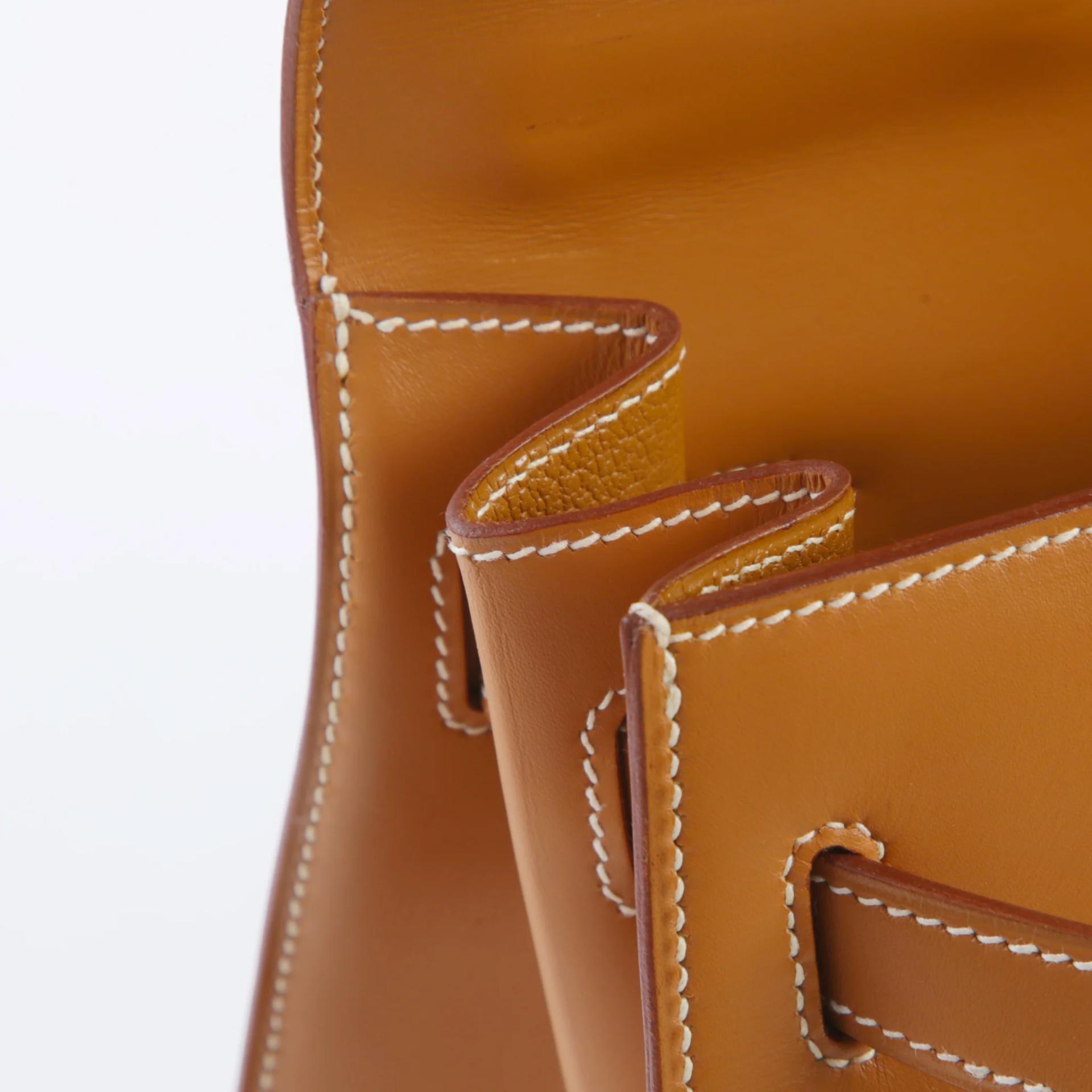 A美品 HERMÈS 爱马仕 Kelly 35 外缝 27 奶茶色 Natural Vache皮 金扣 〇Y刻 1995年 - 12