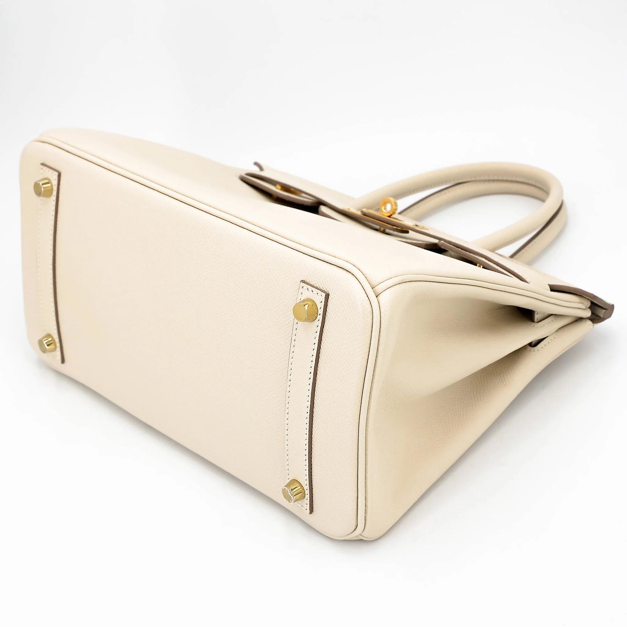 Excellent ( Rank SA ) HERMÈS Birkin 30 Craie (10) Epsom Gold hardware U (2022) - 4