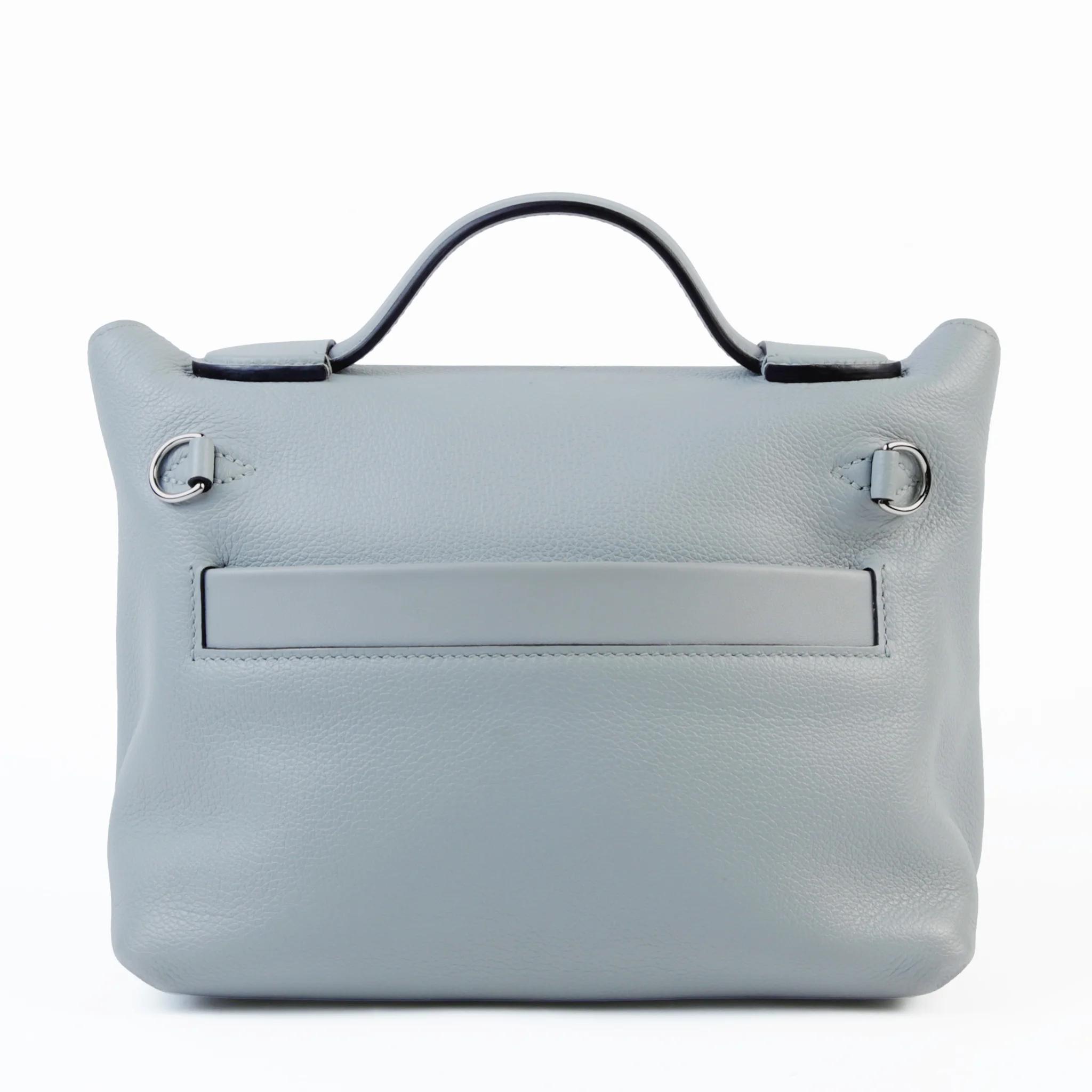 Very Good ( Rank A) HERMÈS 24/24 - 21 mini Bleu Glacier (8U) Evercolor Swift Palladium hardware W (2024) - 2