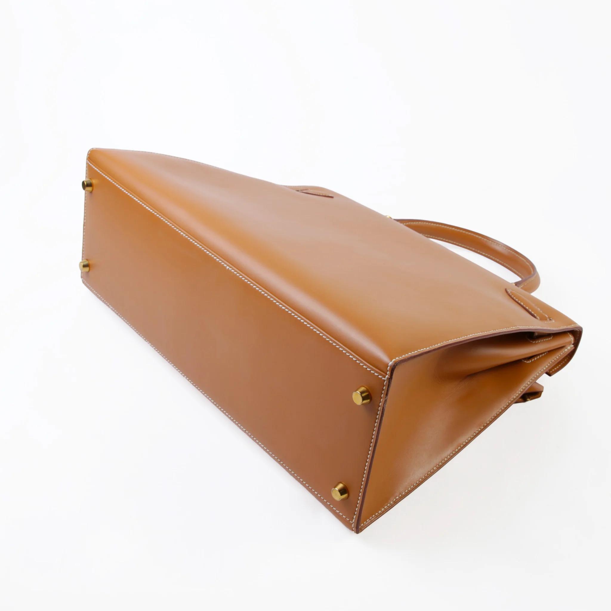 A美品 HERMÈS 愛馬仕 Kelly 35 外縫 27 奶茶色 Natural Vache皮 金扣 〇Y刻 1995年 - 8