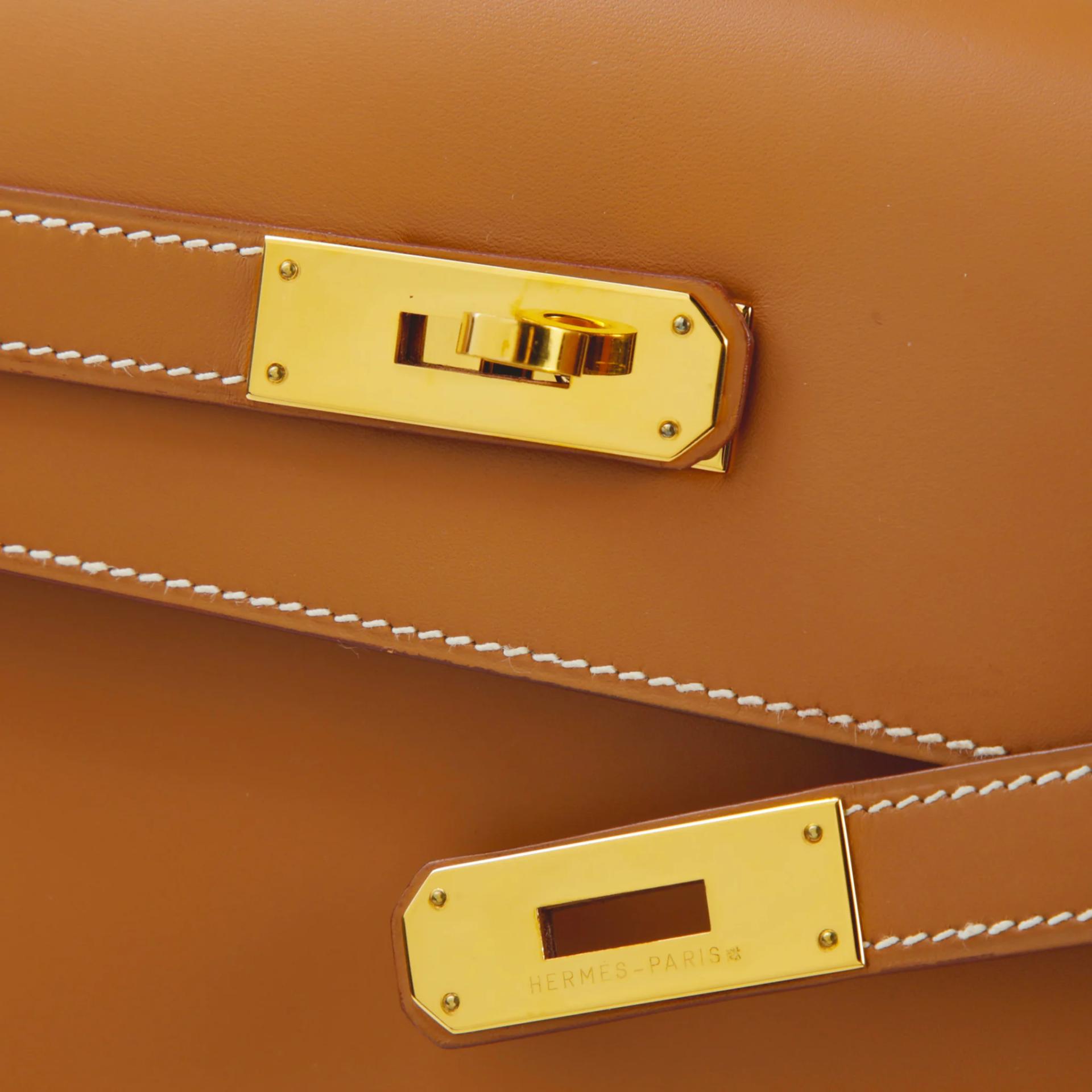 A美品 HERMÈS 爱马仕 Kelly 35 外缝 27 奶茶色 Natural Vache皮 金扣 〇Y刻 1995年 - 8