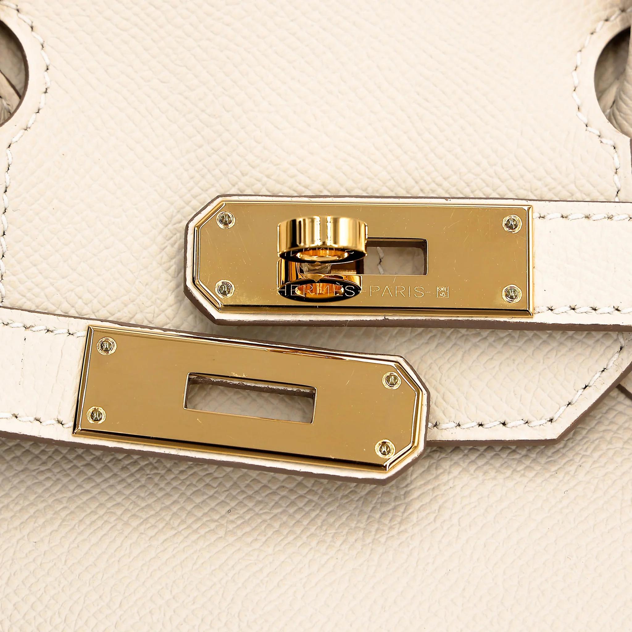 Excellent ( Rank SA ) HERMÈS Birkin 30 Craie (10) Epsom Gold hardware U (2022) - 13