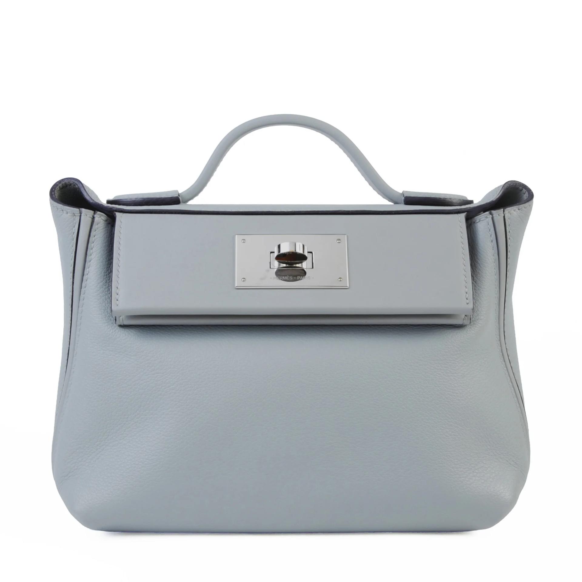 Very Good ( Rank A) HERMÈS 24/24 - 21 mini Bleu Glacier (8U) Evercolor Swift Palladium hardware W (2024) - 1