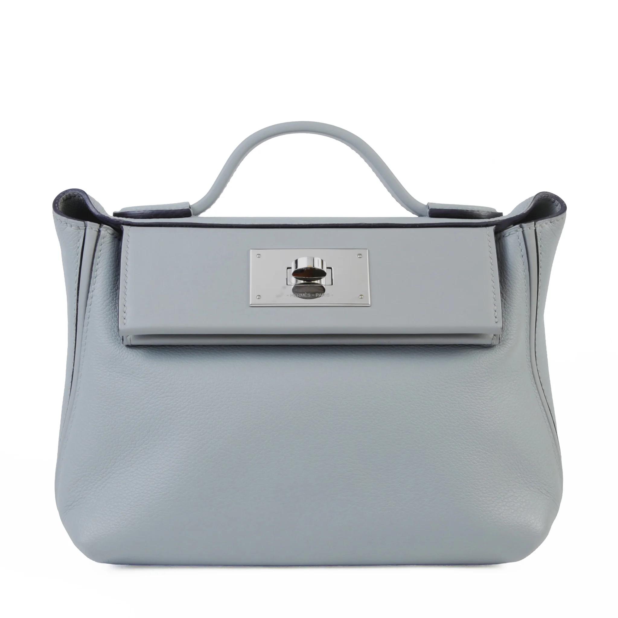 Very Good ( Rank A) HERMÈS 24/24 - 21 mini Bleu Glacier (8U) Evercolor Swift Palladium hardware W (2024) - 1