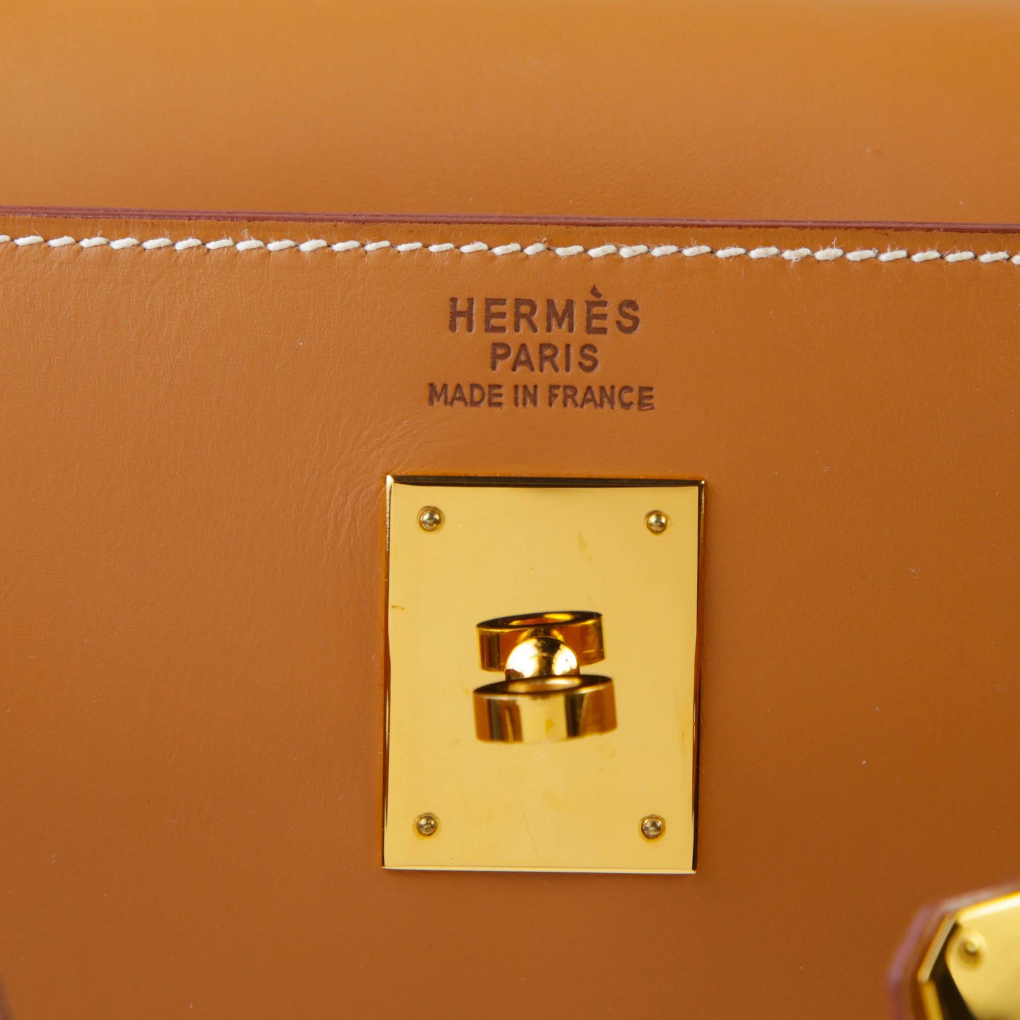 A美品 HERMÈS 愛馬仕 Kelly 35 外縫 27 奶茶色 Natural Vache皮 金扣 〇Y刻 1995年 - 10