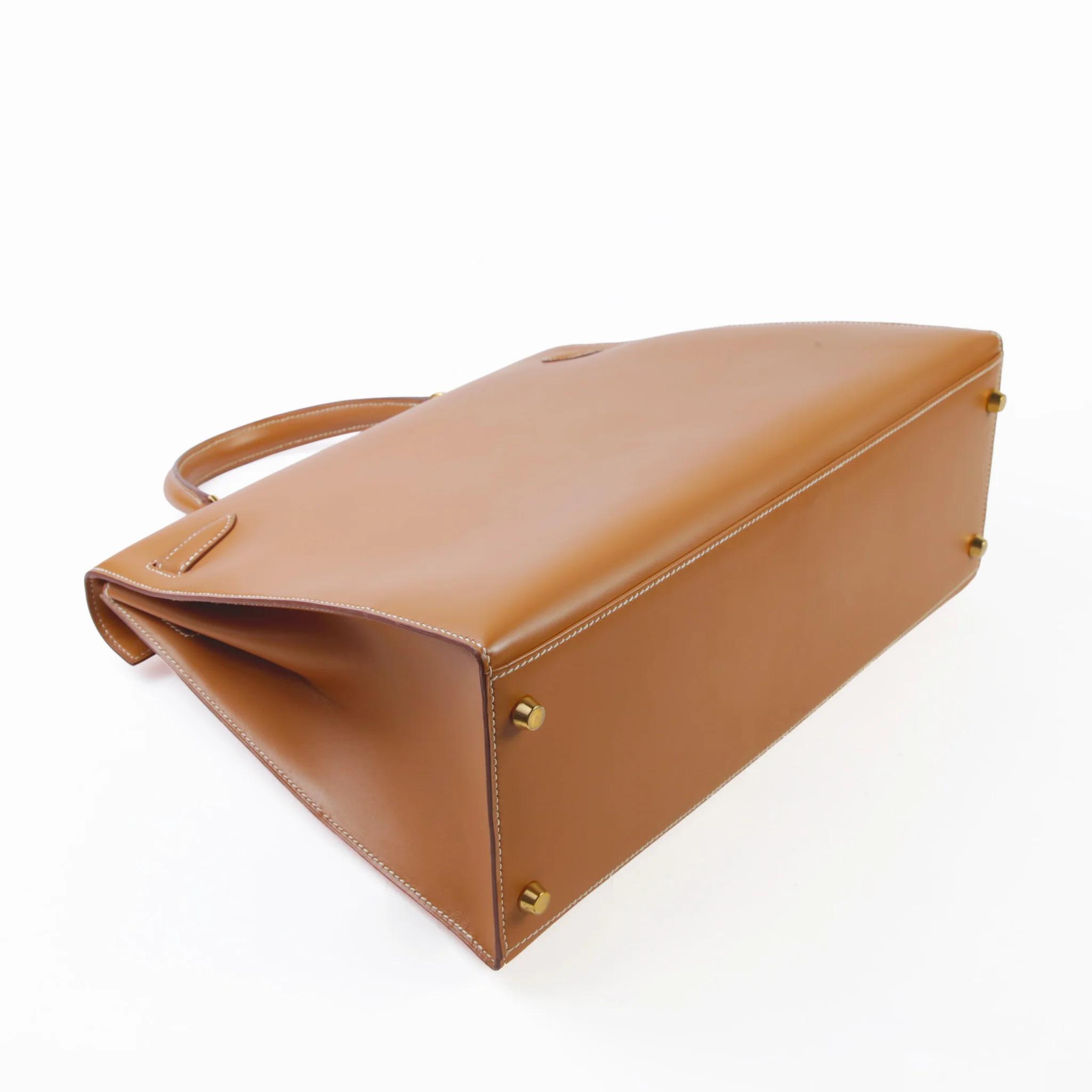A美品 HERMÈS 愛馬仕 Kelly 35 外縫 27 奶茶色 Natural Vache皮 金扣 〇Y刻 1995年 - 7