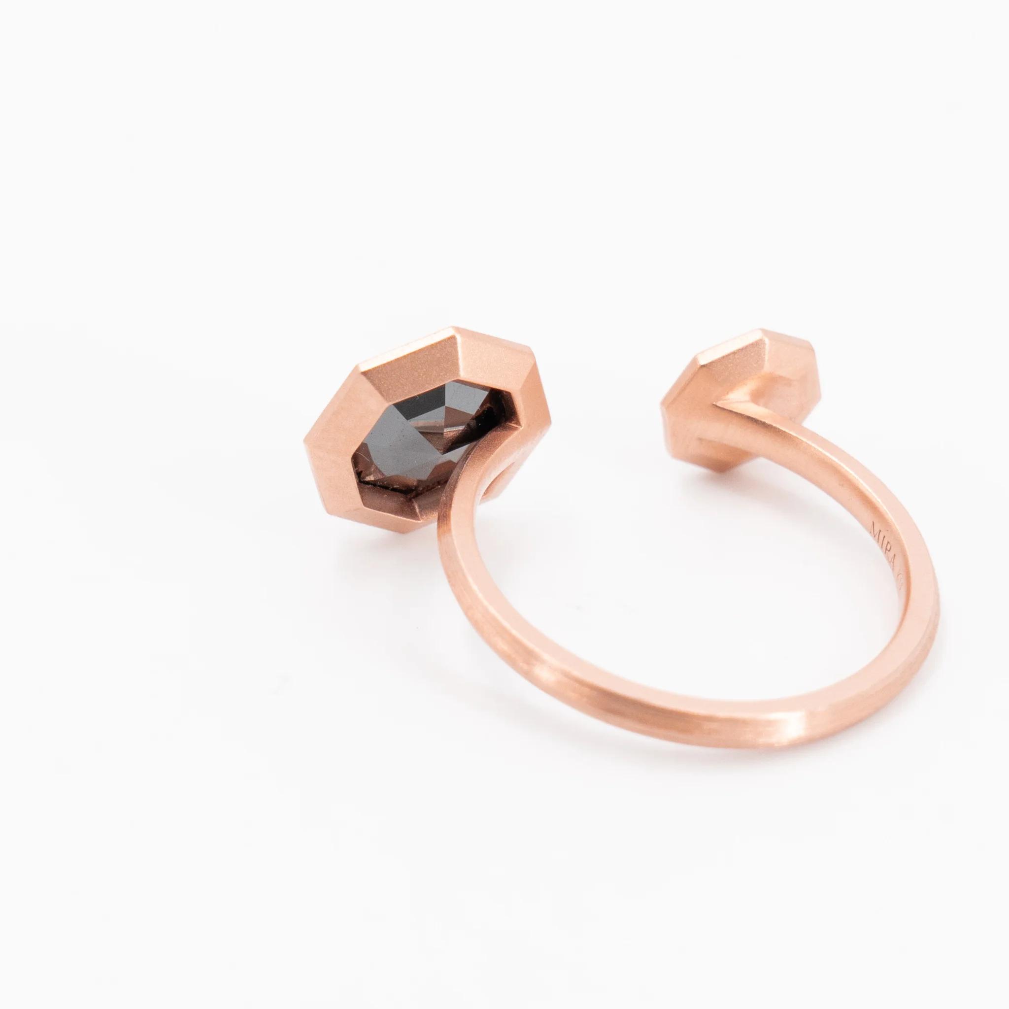 ランク N 新品 Mira MIRA NOIR ブラックミラー リング ブラック K18ピンクゴールド ダイヤモンド - 11
