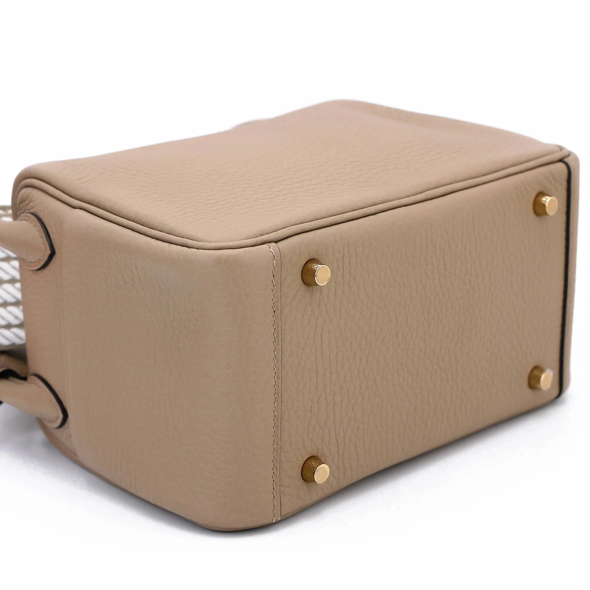 Brand New ( Rank N ) HERMÈS Mini Lindy II Beige Marfa (8Q) Clemence Gold hardware G (2026) - 7