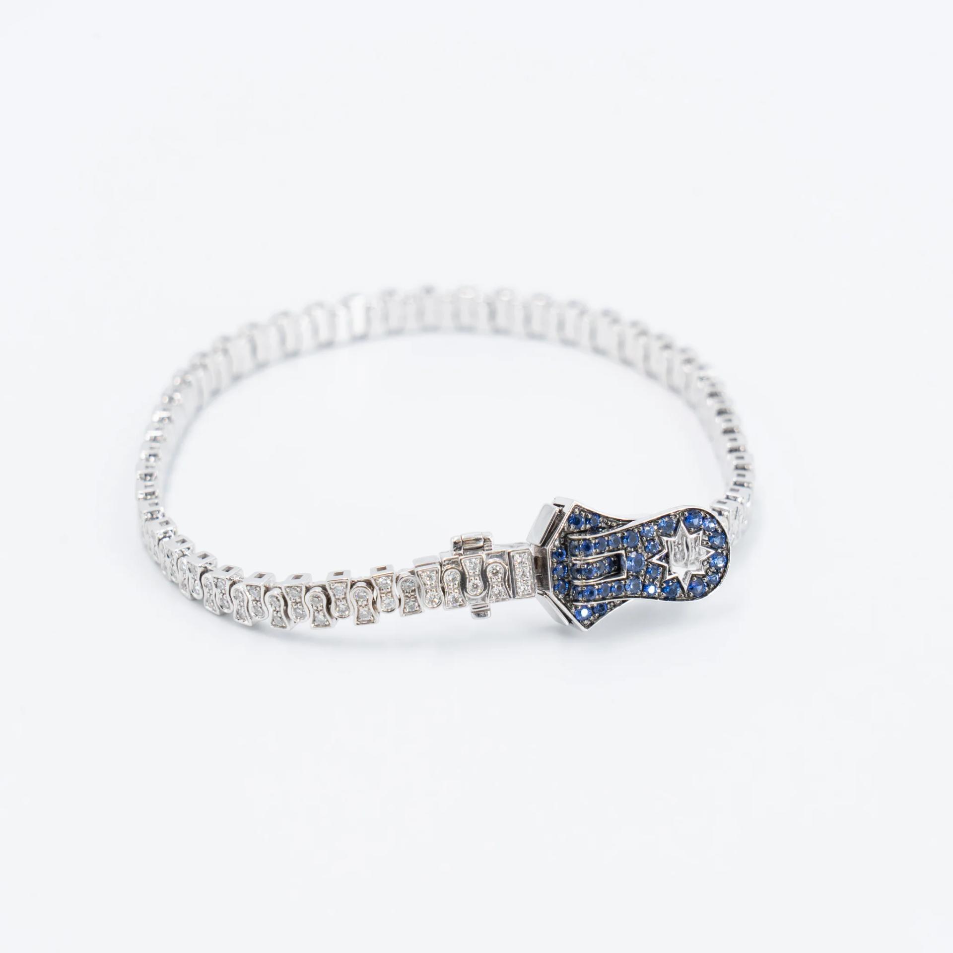 Brand New ( Rank N ) Mira MIRA Premium Collection Sapphire Mode Bracelet Blue White 18K White Gold Diamond - 7