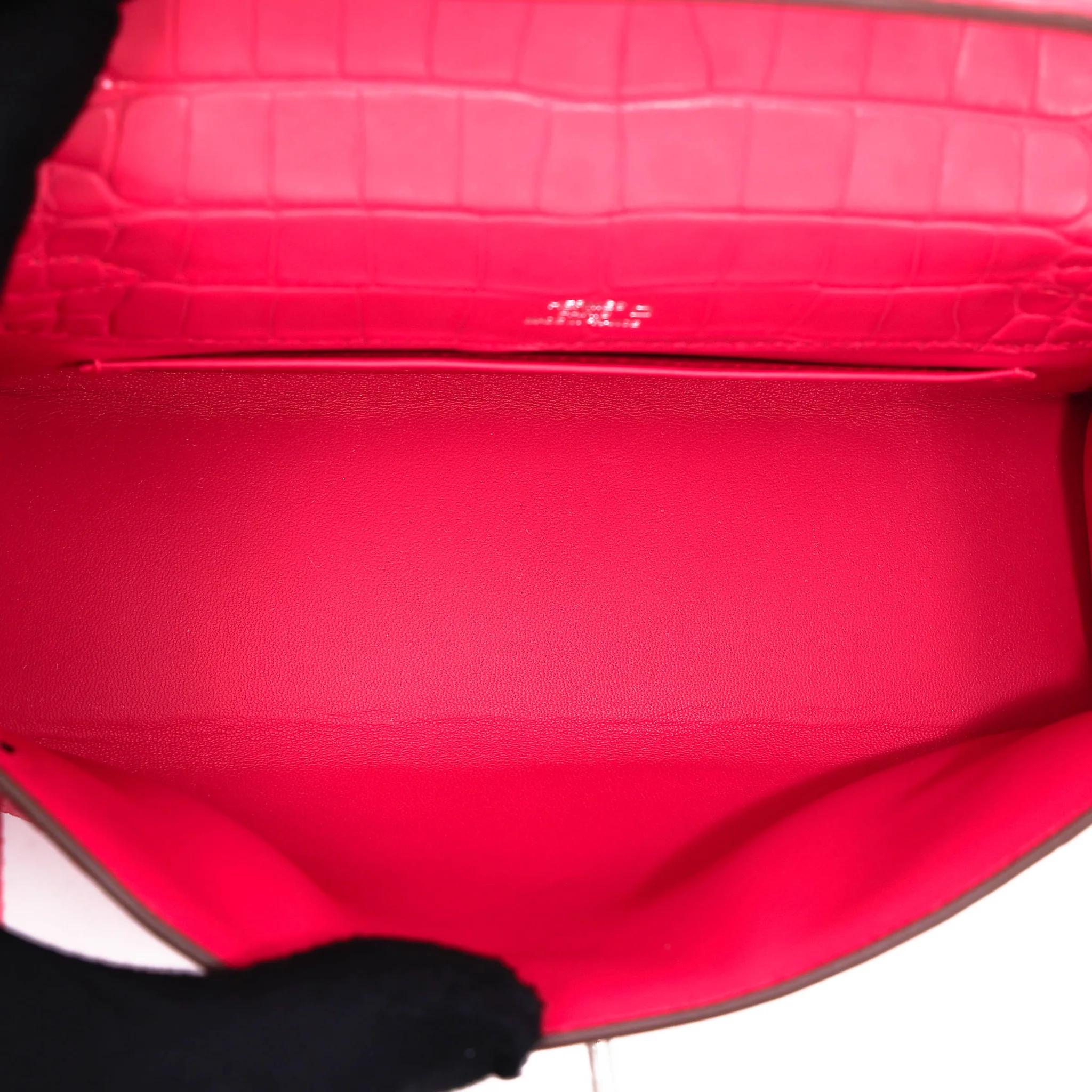Brand New ( Rank N ) HERMÈS Kelly Pochette Rose Extreme (I6) Matte Alligator Palladium hardware G (2026) - 18
