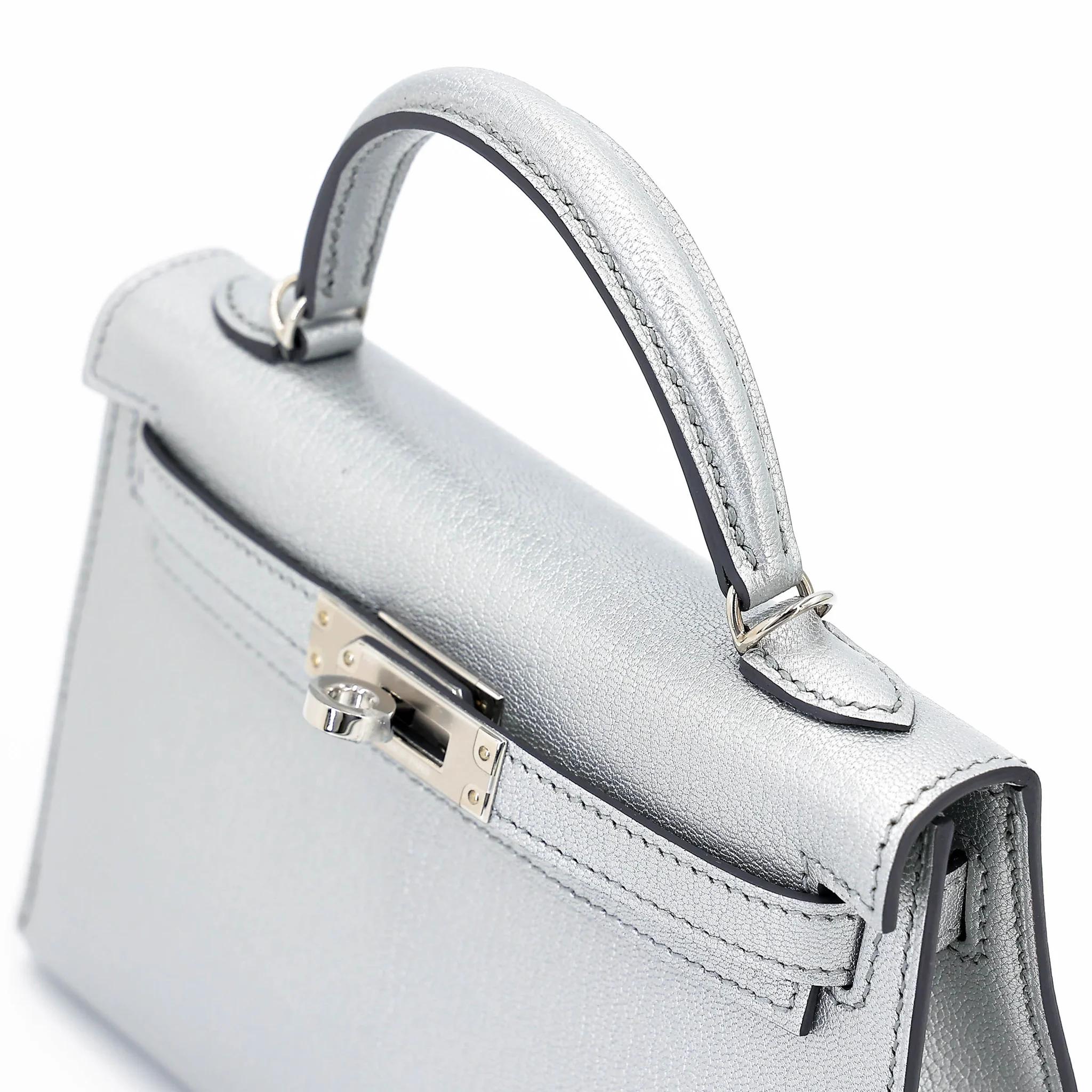 ランク N 新品 HERMÈS エルメス ミニケリー2 アルジャン (05) シェーブル シルバー金具 G刻印 (2026) - 3