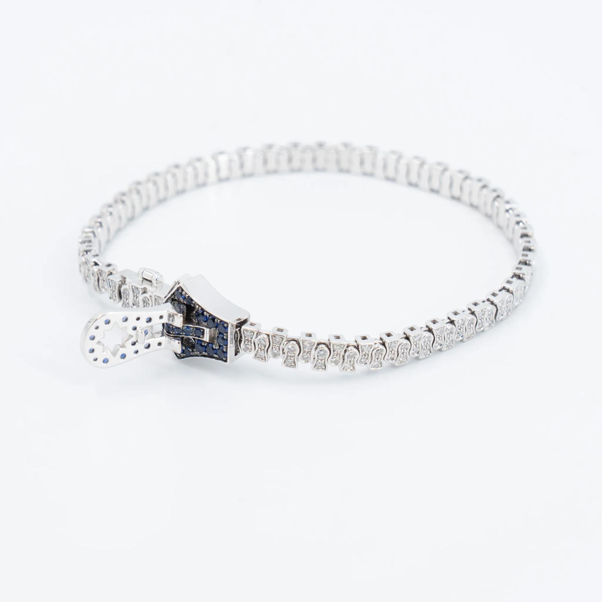 Brand New ( Rank N ) Mira MIRA Premium Collection Sapphire Mode Bracelet Blue White 18K White Gold Diamond - 9