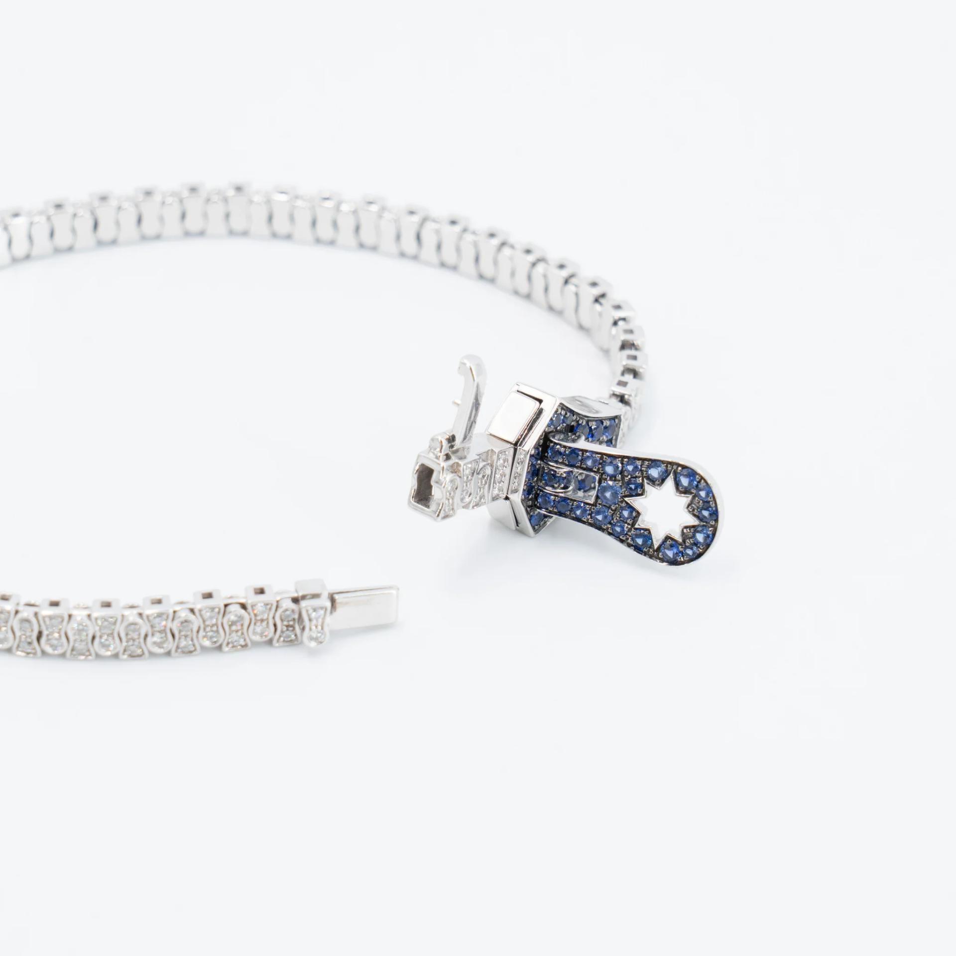 Brand New ( Rank N ) Mira MIRA Premium Collection Sapphire Mode Bracelet Blue White 18K White Gold Diamond - 14