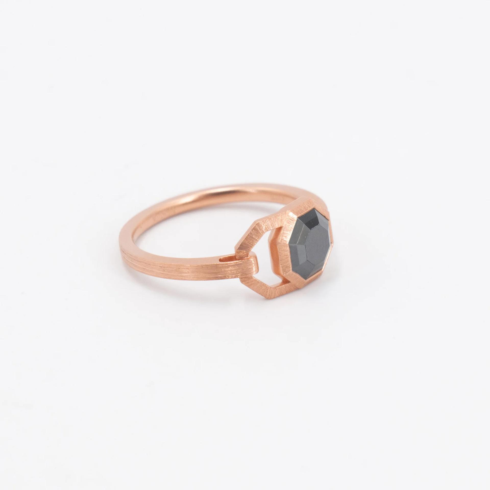 Brand New ( Rank N ) Mira MIRA NOIR GEOMETRY LOCK Ring Black Rose Gold 18K Rose Gold Diamond - 9
