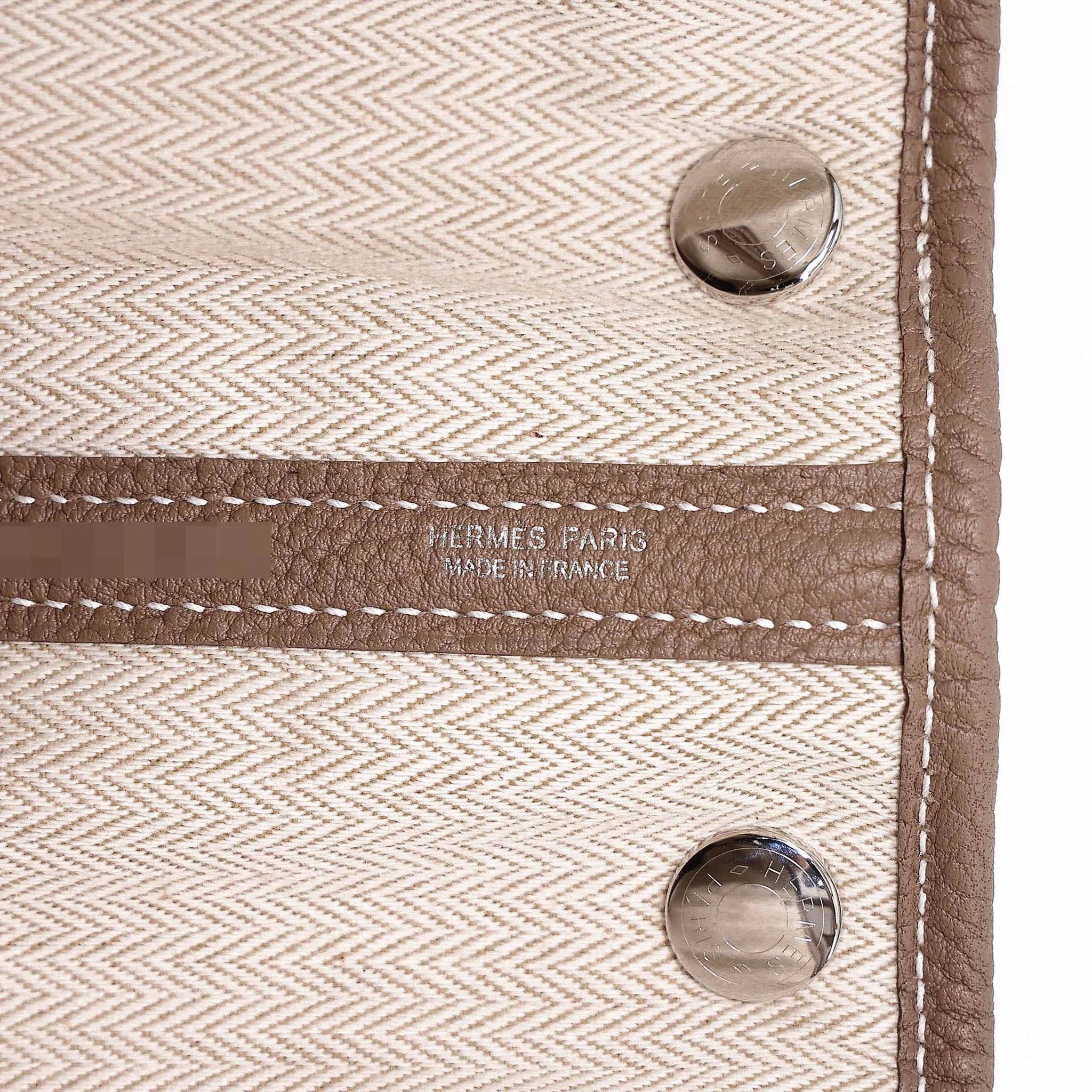 Brand New ( Rank N ) HERMÈS Garden Party TPM Etoupe (18) Negonda Palladium hardware K (2025) - 14