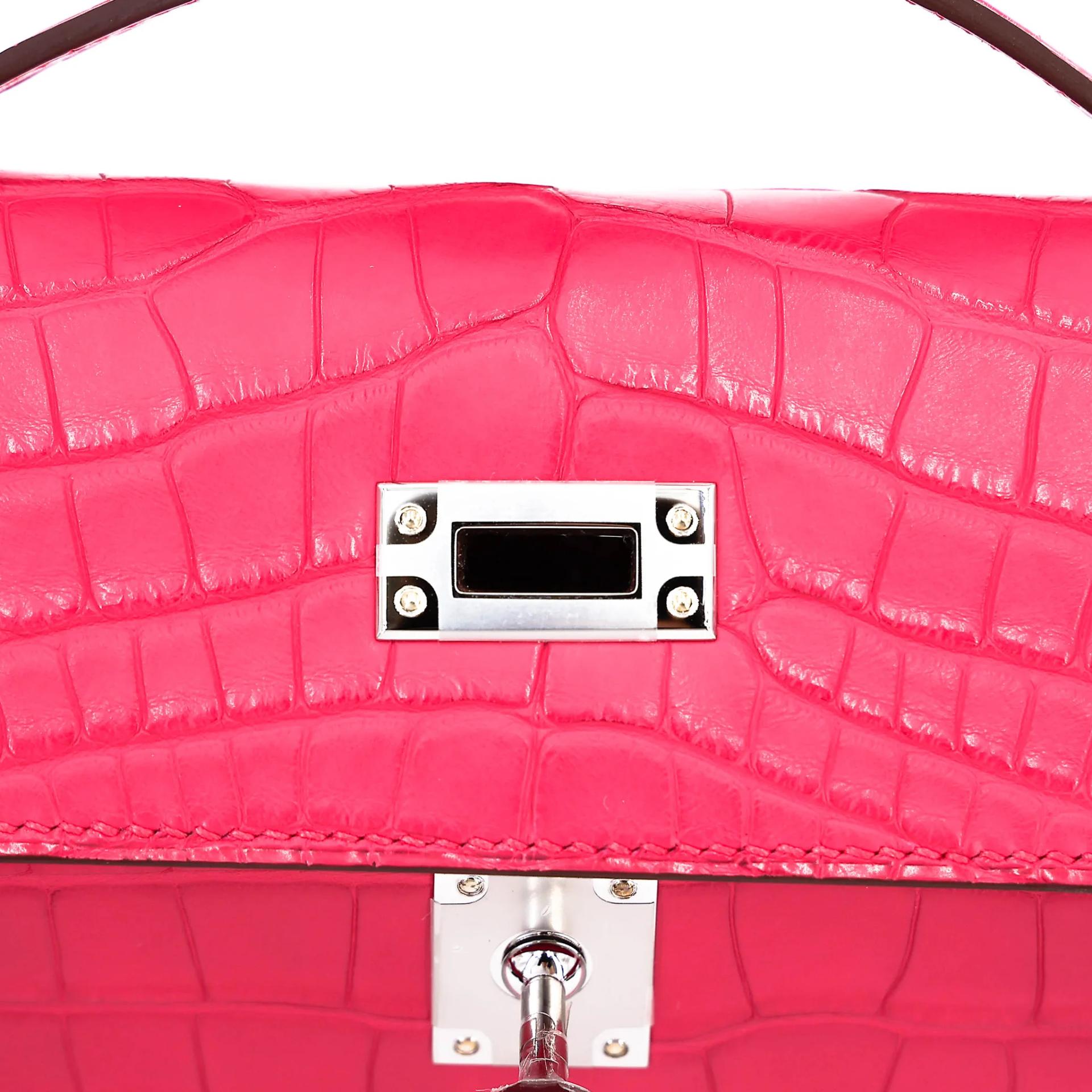 Brand New ( Rank N ) HERMÈS Kelly Pochette Rose Extreme (I6) Matte Alligator Palladium hardware G (2026) - 10