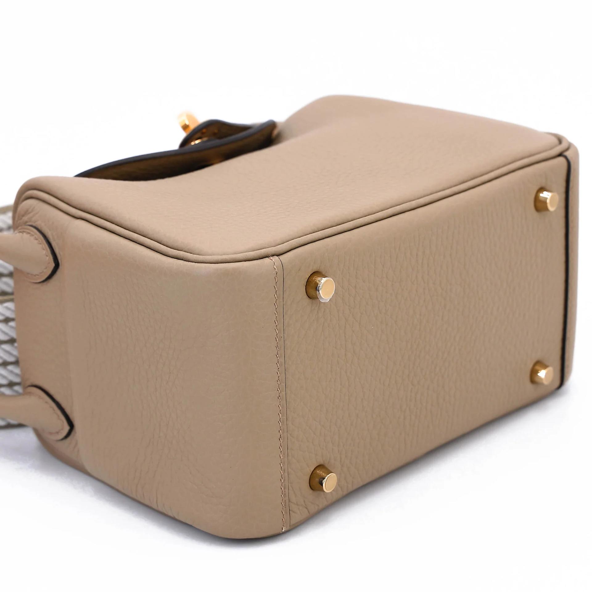 Brand New ( Rank N ) HERMÈS Mini Lindy II Beige Marfa (8Q) Clemence Gold hardware G (2026) - 5