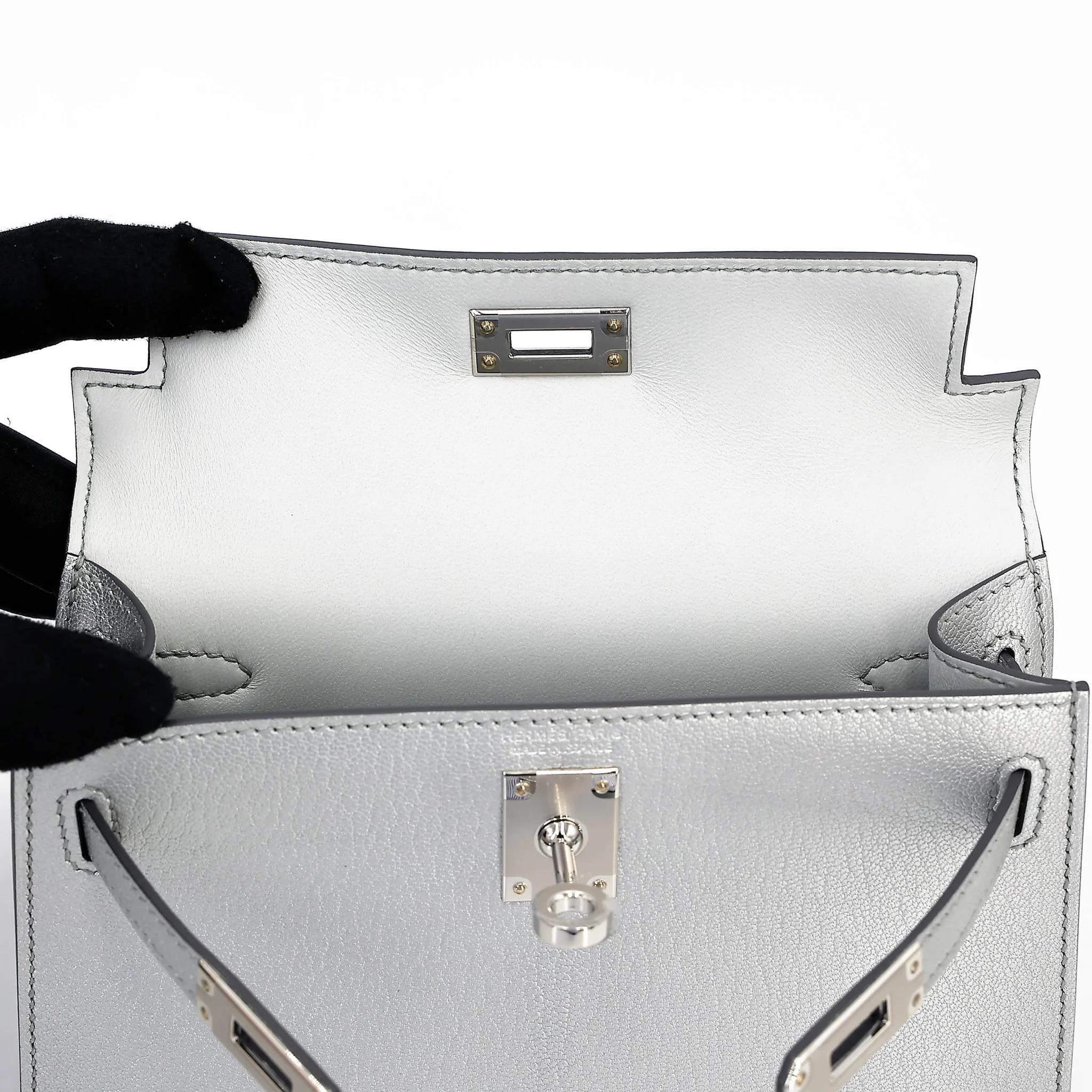 ランク N 新品 HERMÈS エルメス ミニケリー2 アルジャン (05) シェーブル シルバー金具 G刻印 (2026) - 12