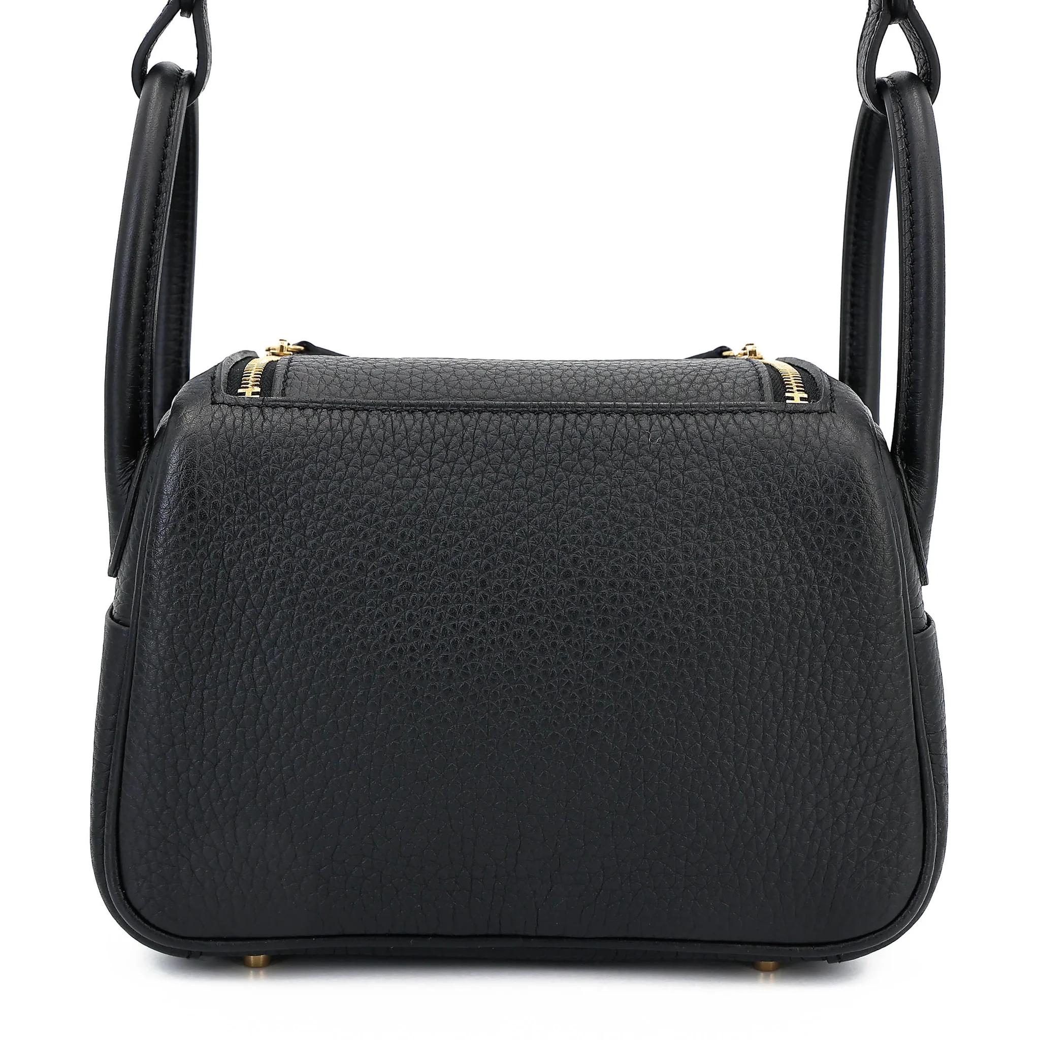 Excellent ( Rank SA ) HERMÈS Mini Lindy II Noir (89) Clemence Gold hardware W (2024) - 2