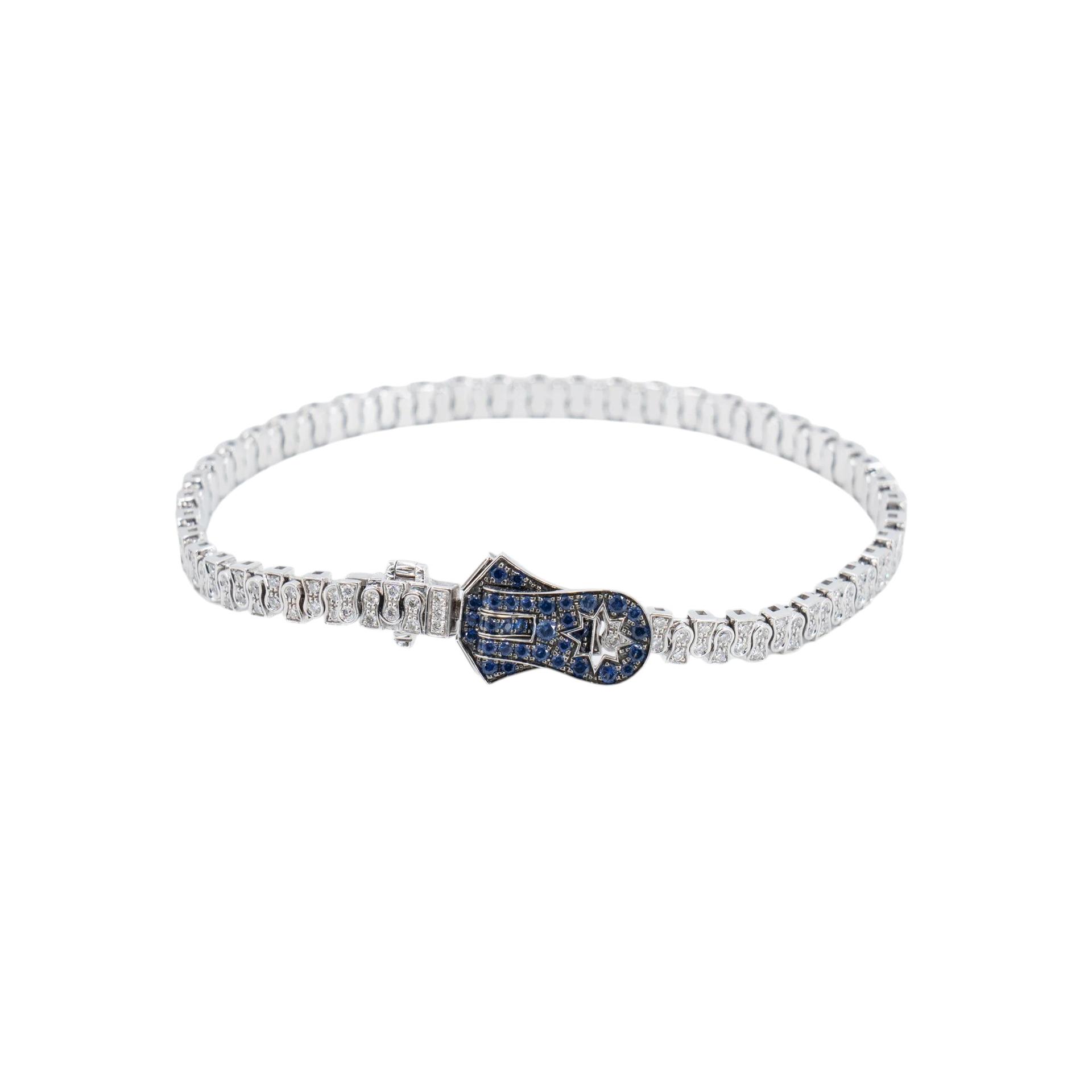 Brand New ( Rank N ) Mira MIRA Premium Collection Sapphire Mode Bracelet Blue White 18K White Gold Diamond - 3