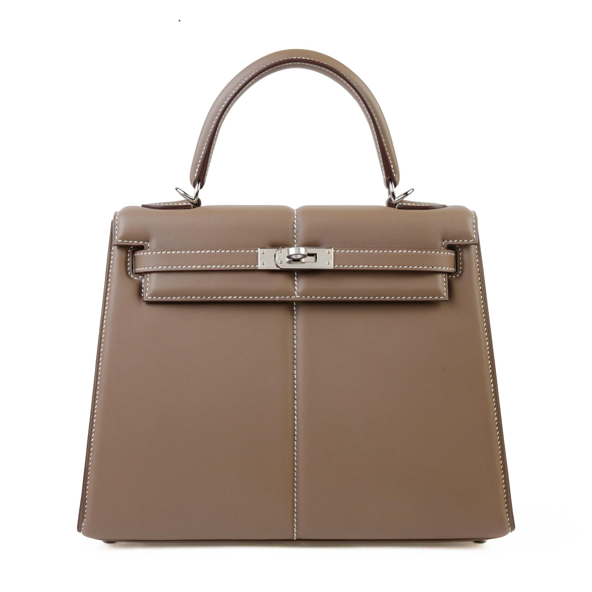 ランク NS 未使用品 HERMÈS エルメス 限定品 ケリー25 パデッド セリエ エトゥープ (18) スイフト シルバー金具 U刻印 (2022) - 1