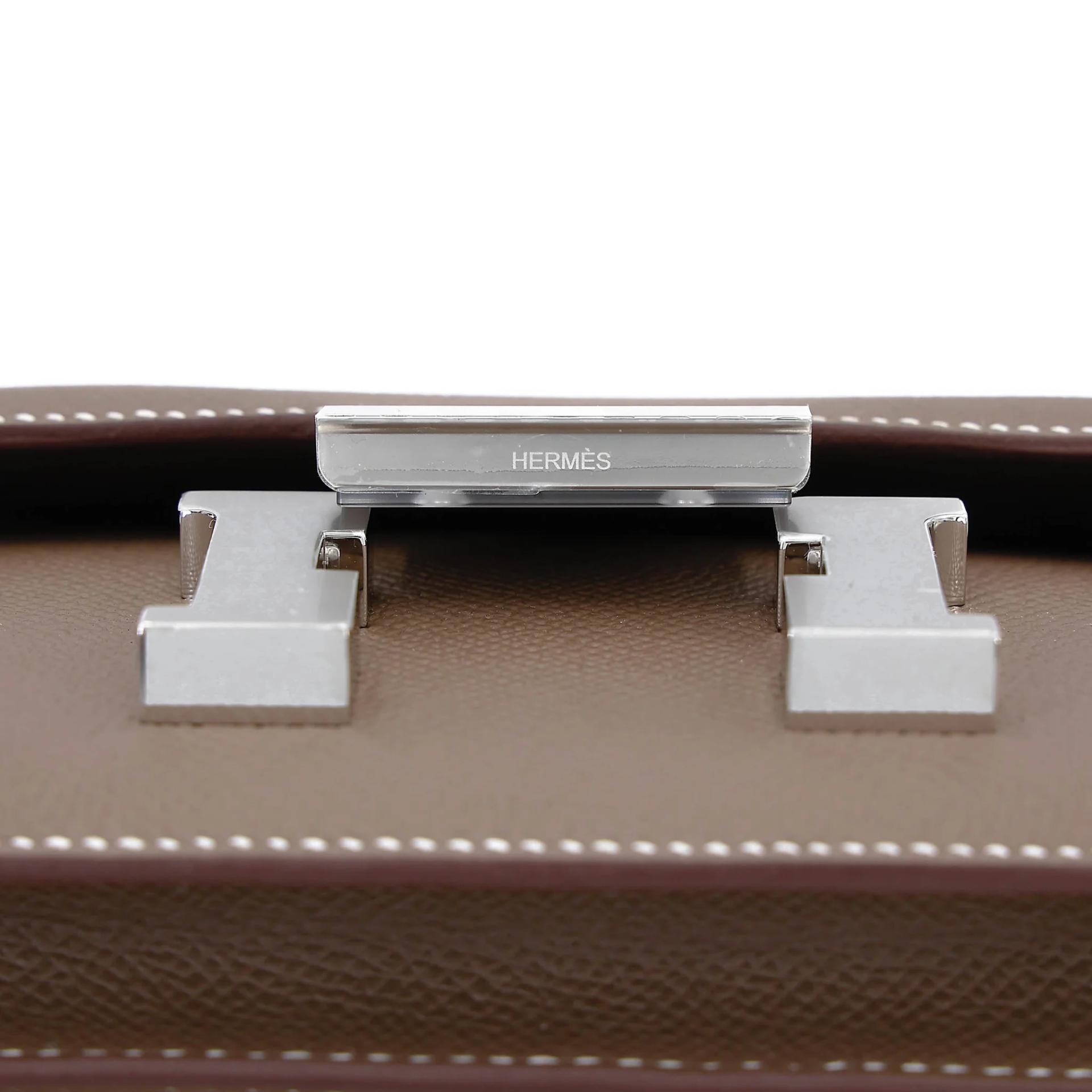 Brand New ( Rank N ) HERMÈS Constance Mini Etoupe (18) Epsom Palladium hardware G (2026) - 9