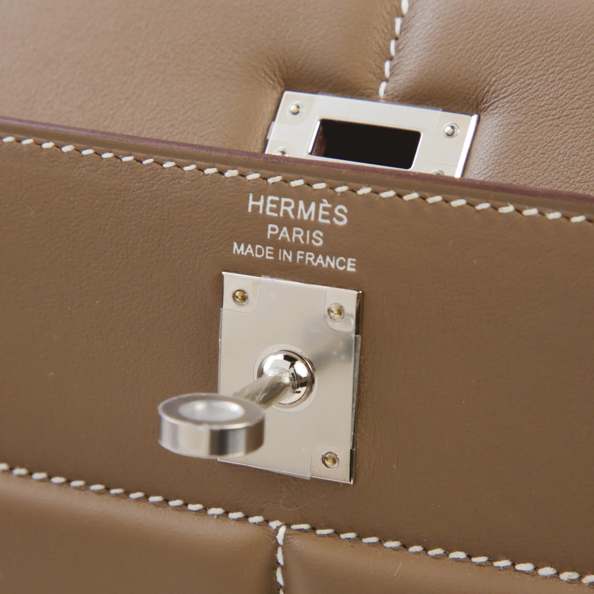 ランク NS 未使用品 HERMÈS エルメス 限定品 ケリー25 パデッド セリエ エトゥープ (18) スイフト シルバー金具 U刻印 (2022) - 9