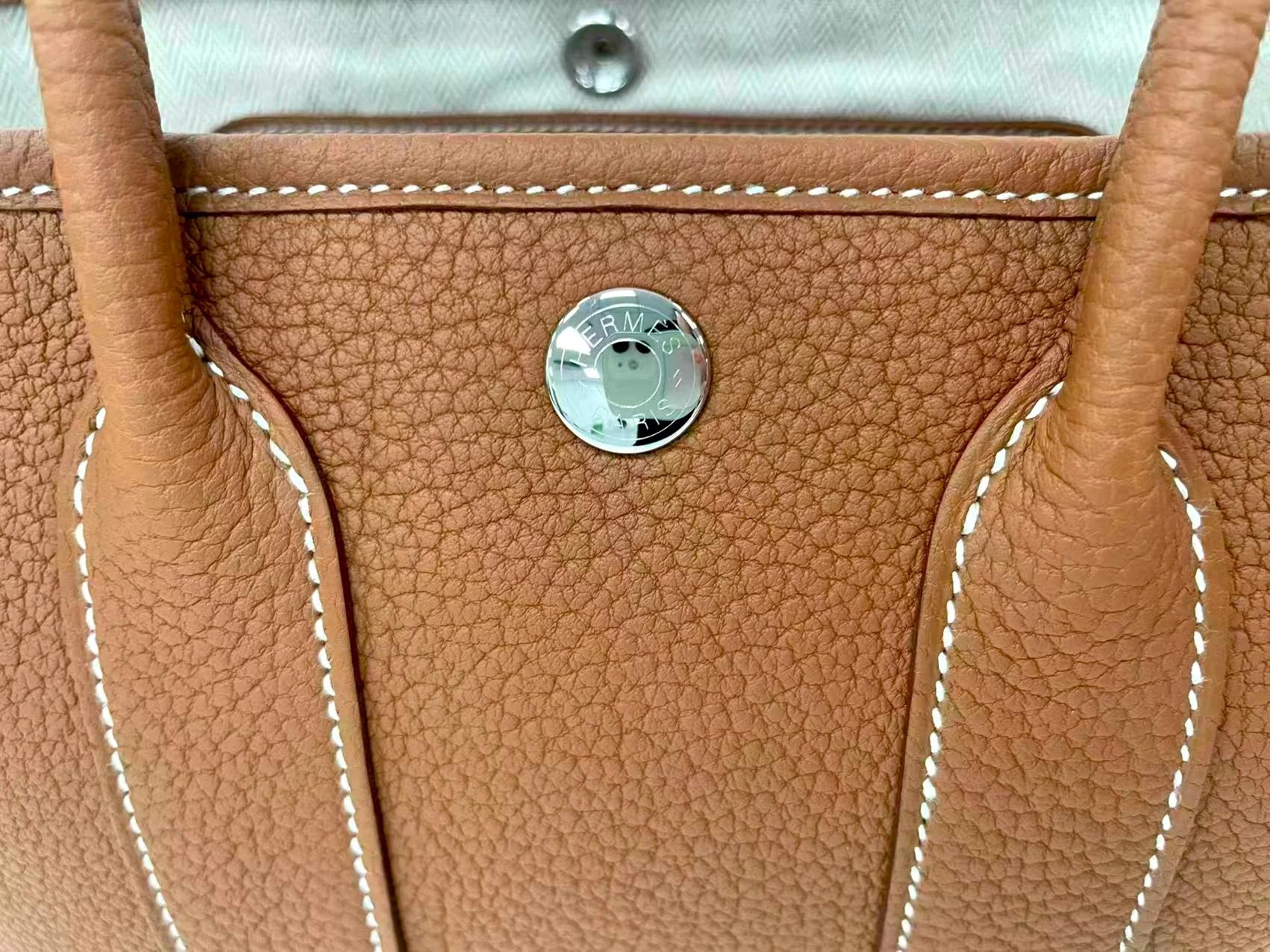 Brand New ( Rank N ) HERMÈS Neo Garden Party 23 Gold (37) Negonda Palladium hardware K (2025) - 11