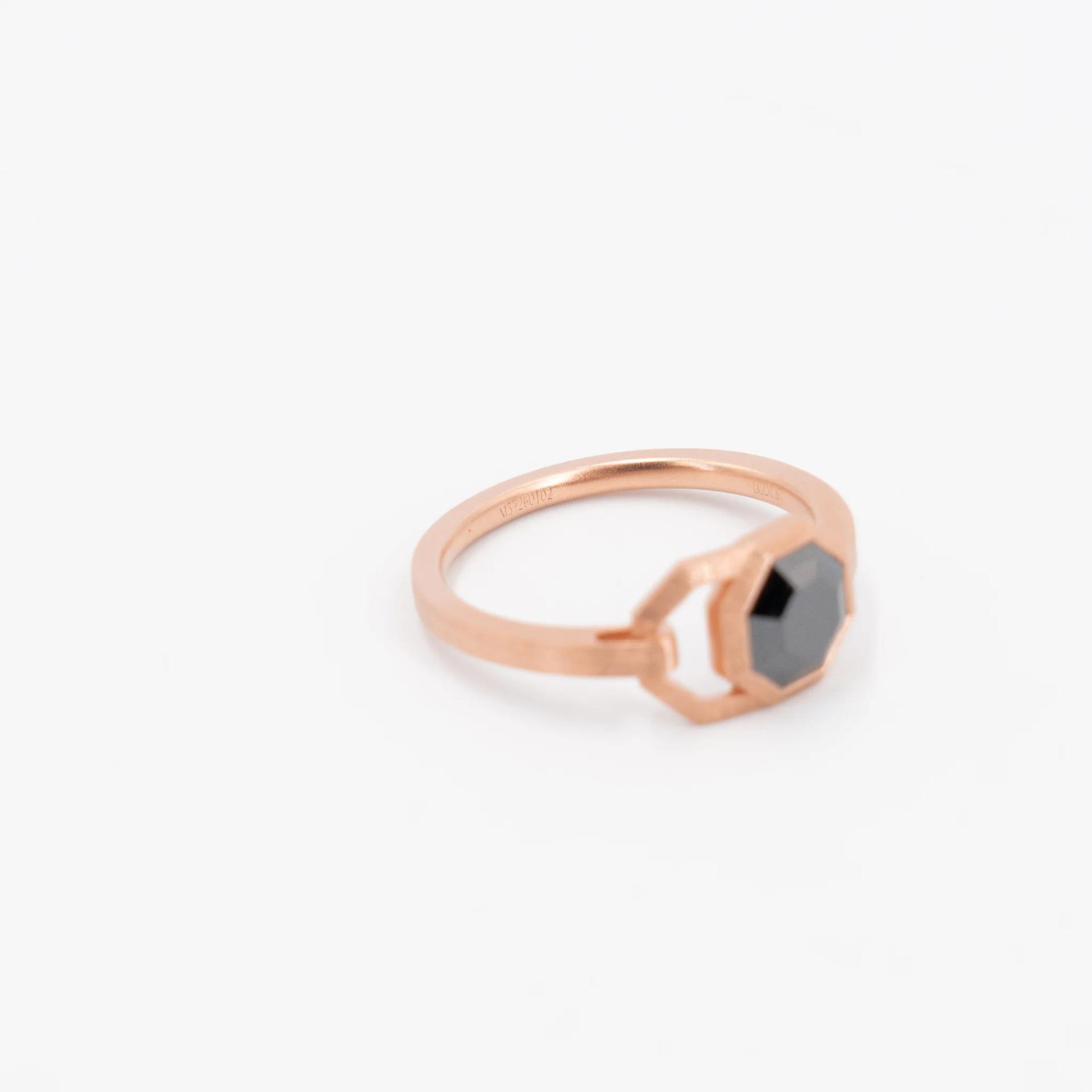 Brand New ( Rank N ) Mira MIRA NOIR GEOMETRY LOCK Ring Black Rose Gold 18K Rose Gold Diamond - 12