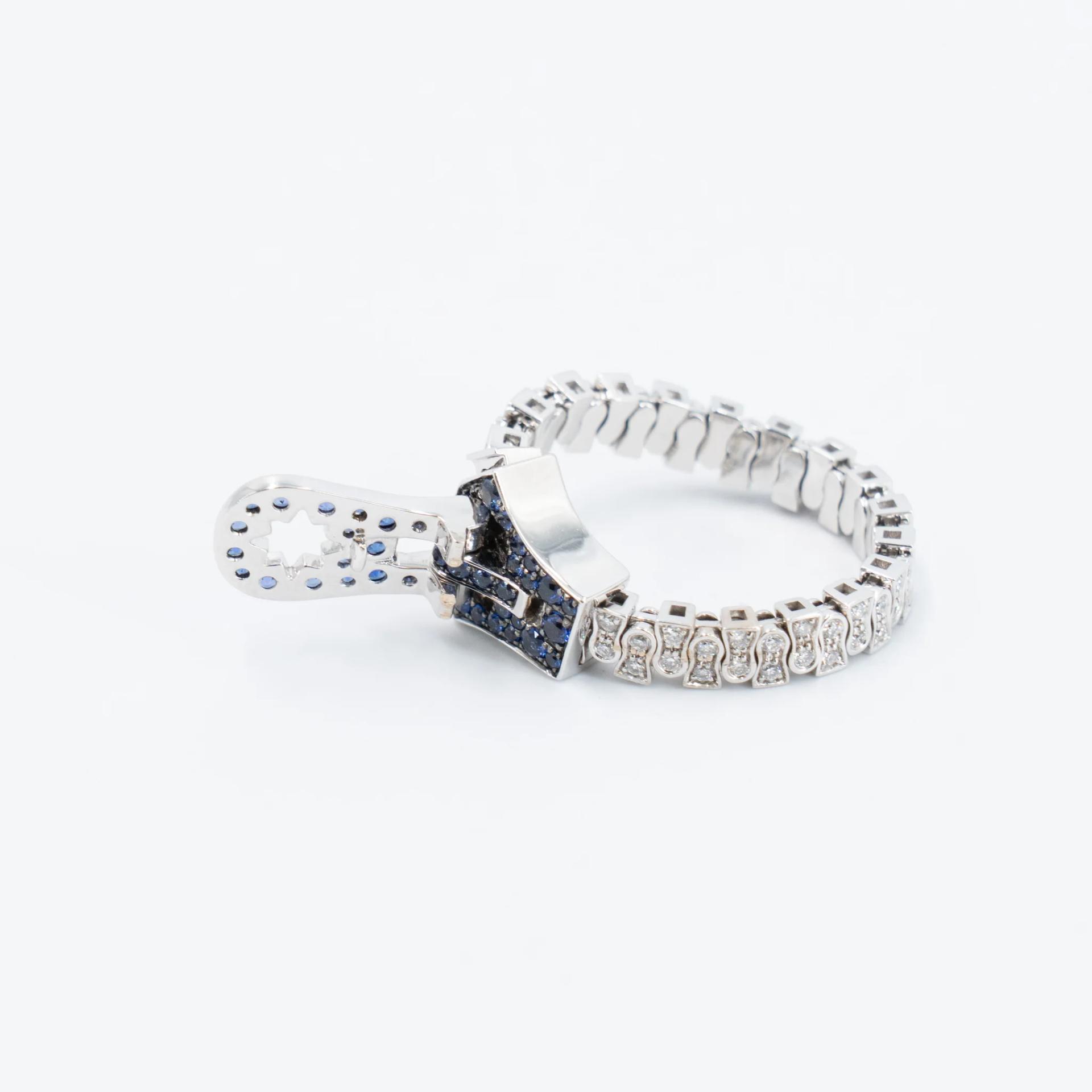 Brand New ( Rank N ) Mira MIRA Premium Collection Sapphire Mode Ring Blue White 18K White Gold Diamond - 11