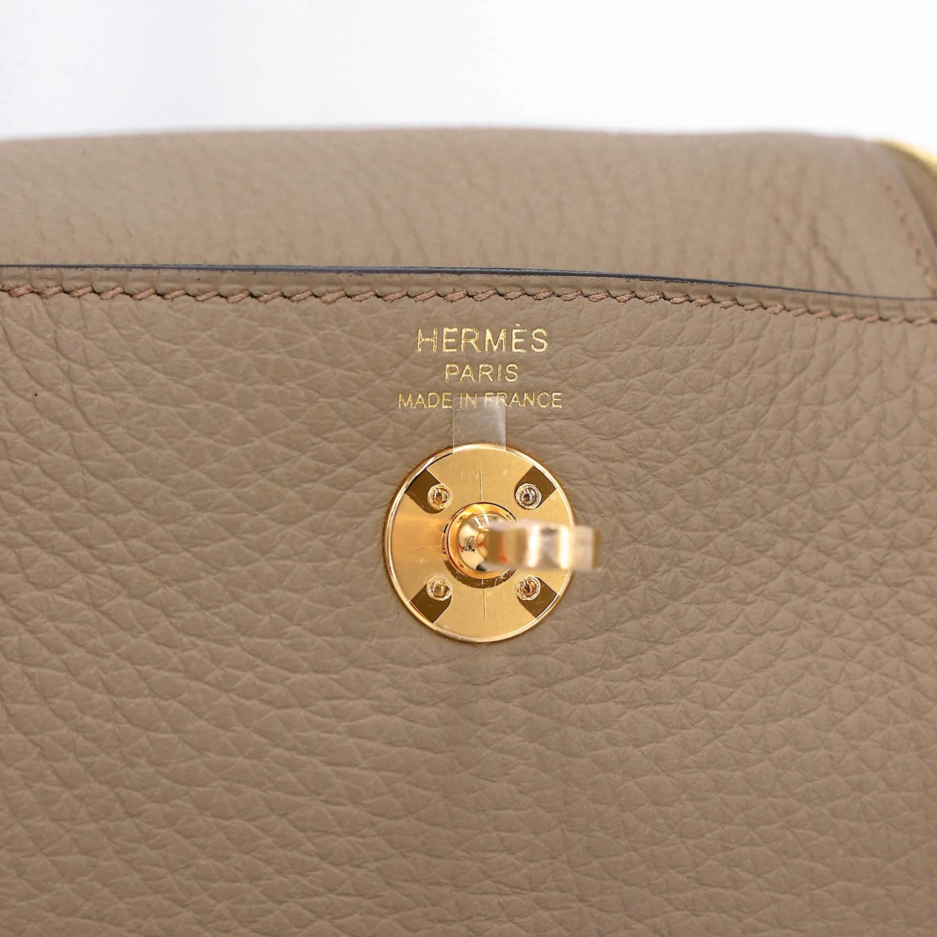 Brand New ( Rank N ) HERMÈS Mini Lindy II Beige Marfa (8Q) Clemence Gold hardware G (2026) - 12