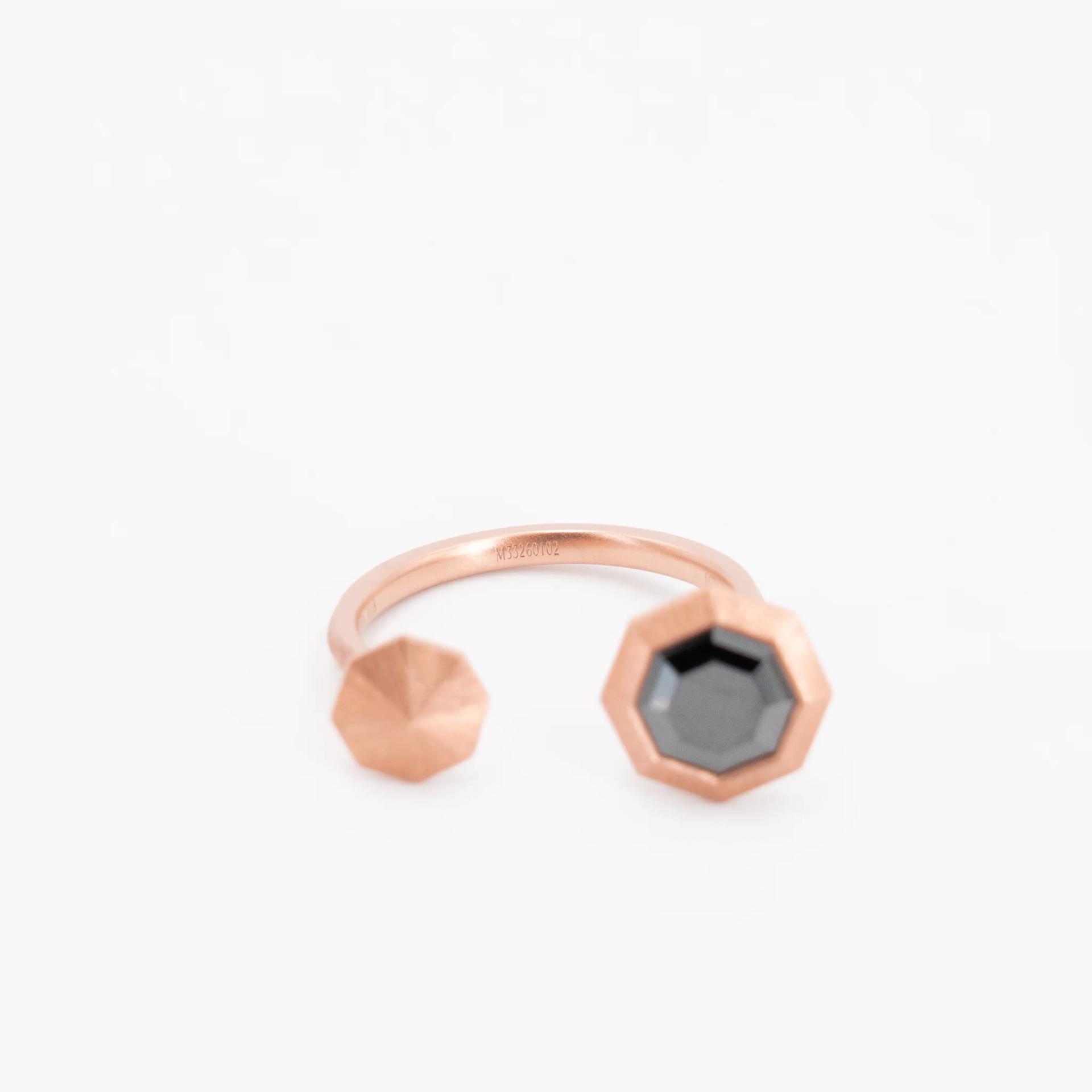 Brand New ( Rank N ) Mira MIRA NOIR BLACK MIRROR Ring Black 18K Rose Gold Diamond - 13