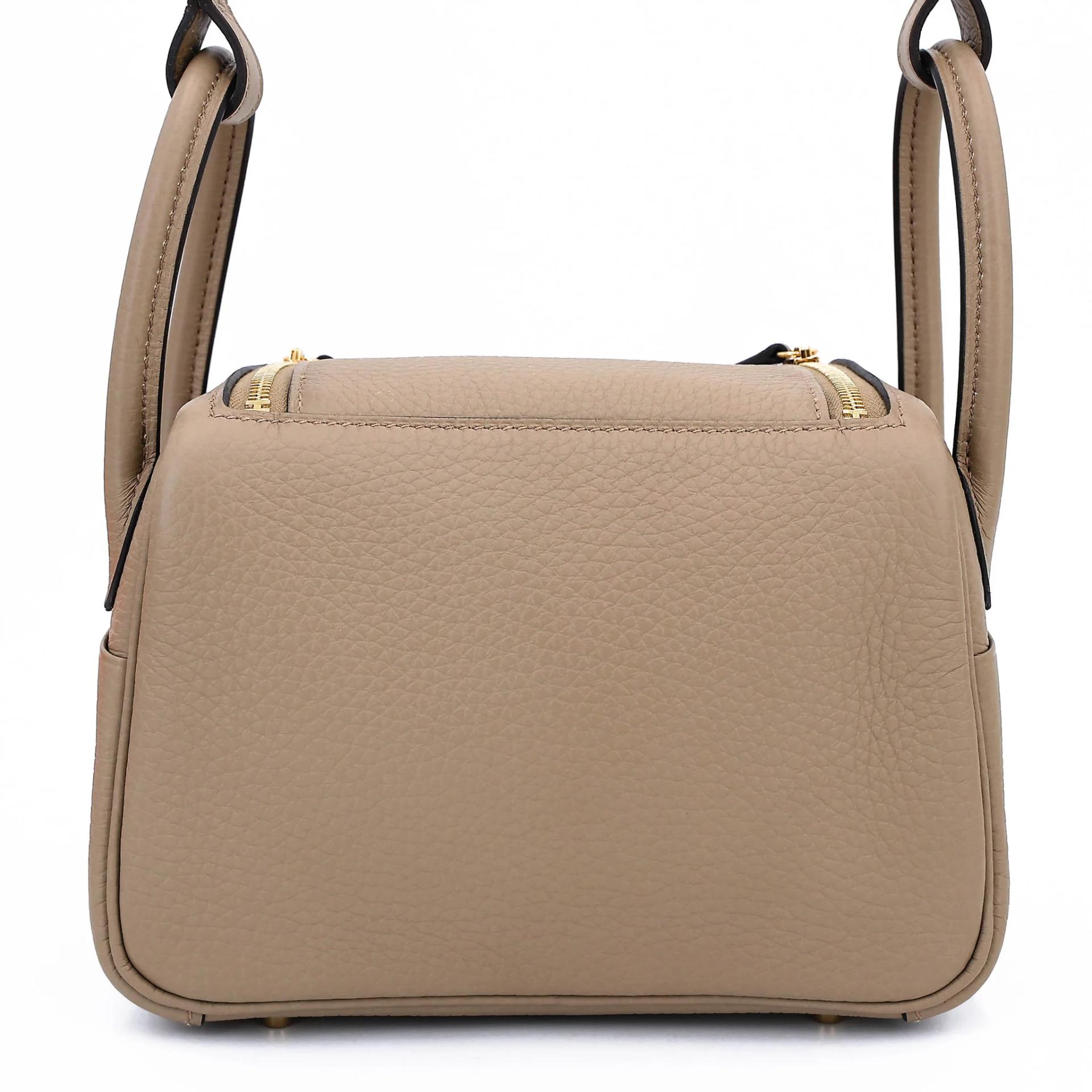 Brand New ( Rank N ) HERMÈS Mini Lindy II Beige Marfa (8Q) Clemence Gold hardware G (2026) - 2